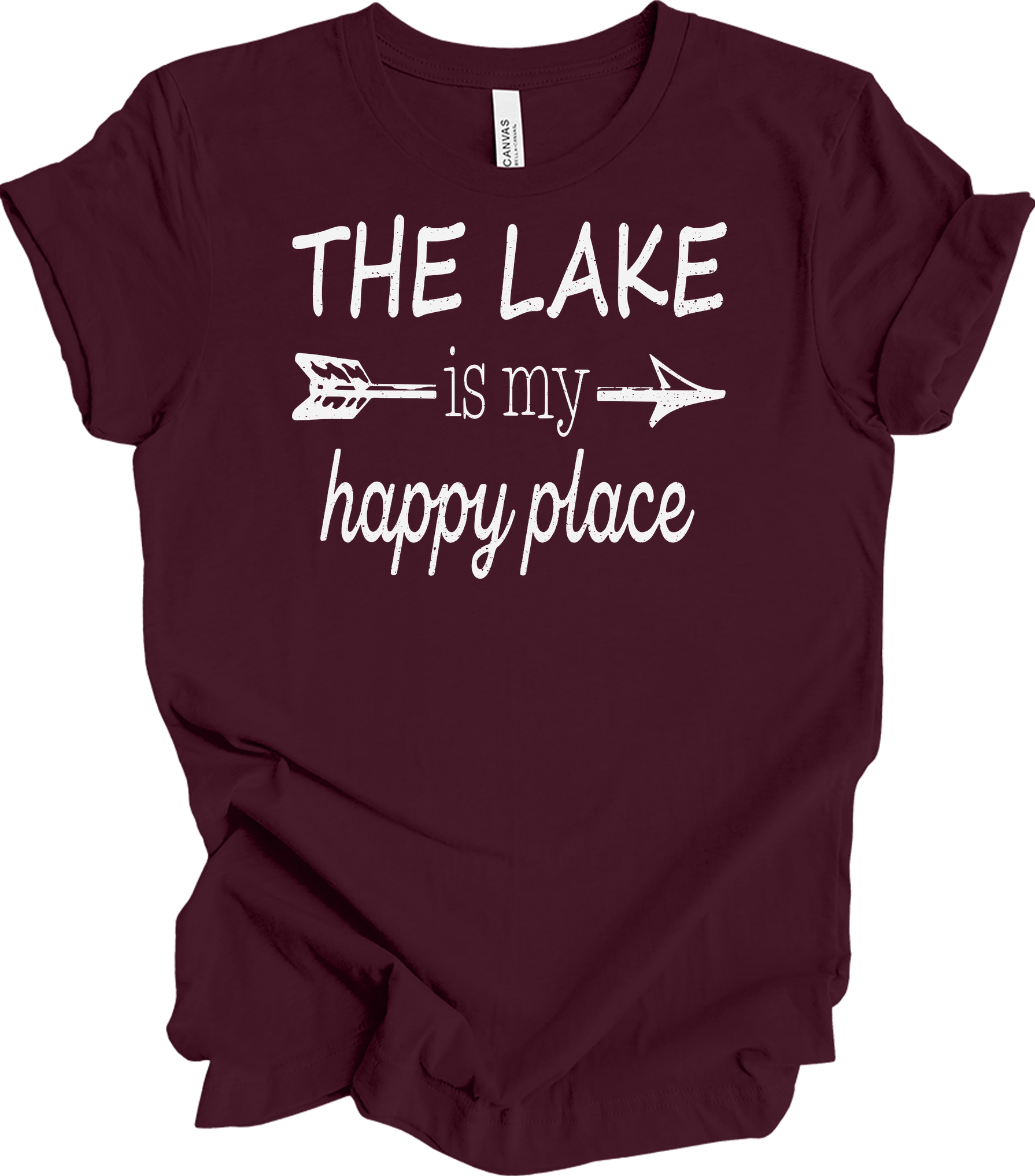 The Lake Is My Happy Place T-Shirt in Maroon