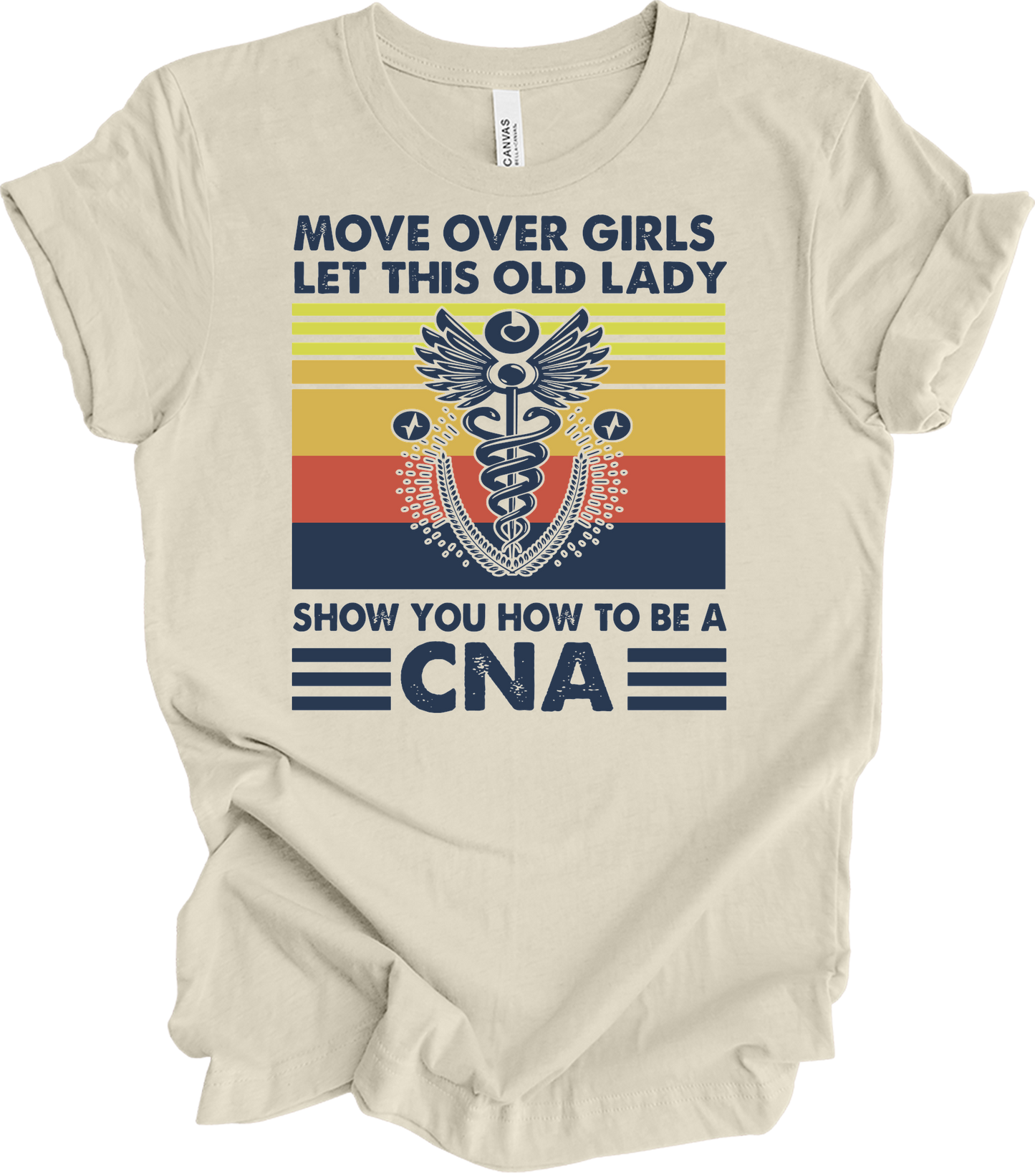Old Lady CNA Nurse T-Shirt in Natural