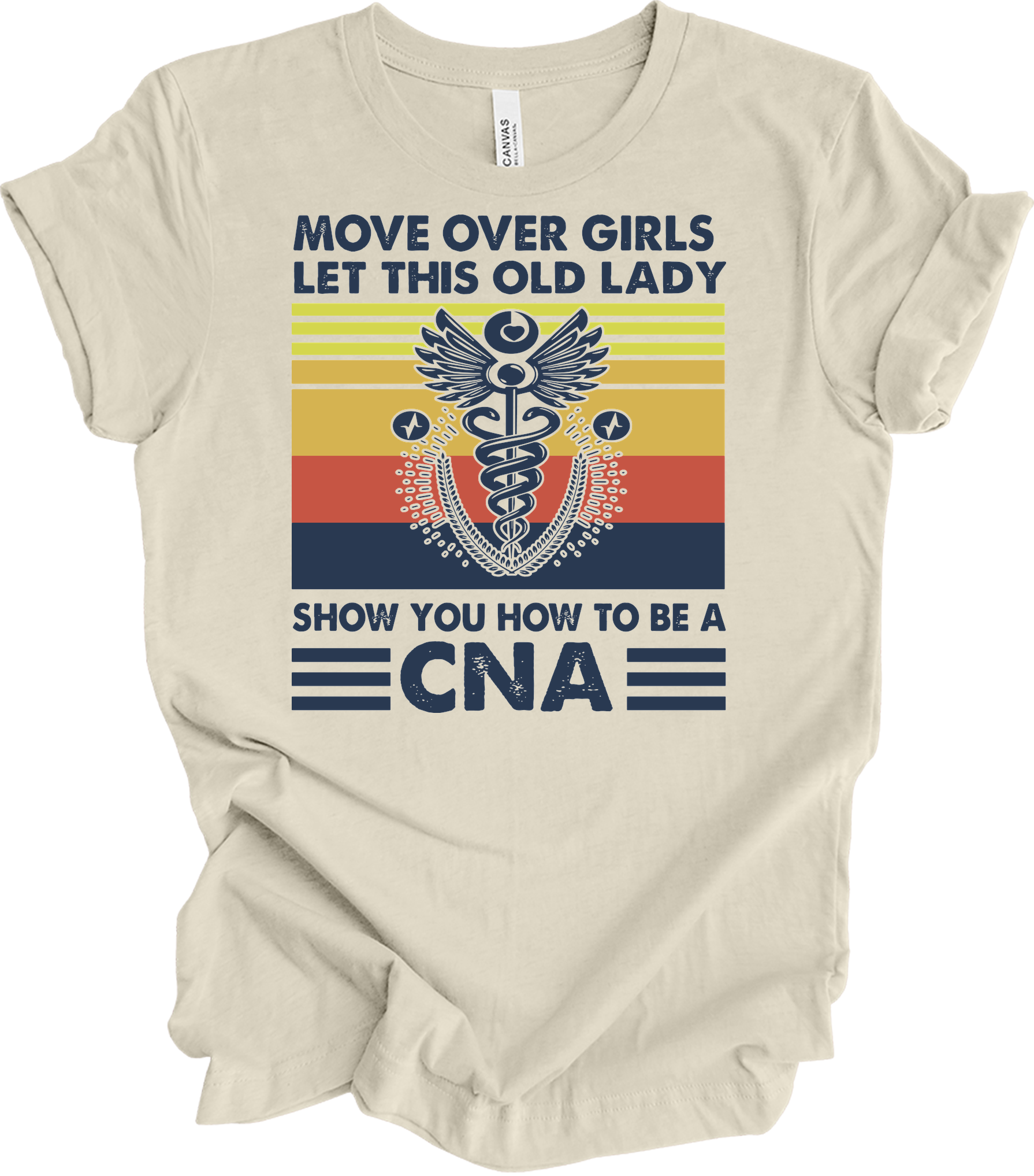 Old Lady CNA Nurse T-Shirt in Natural
