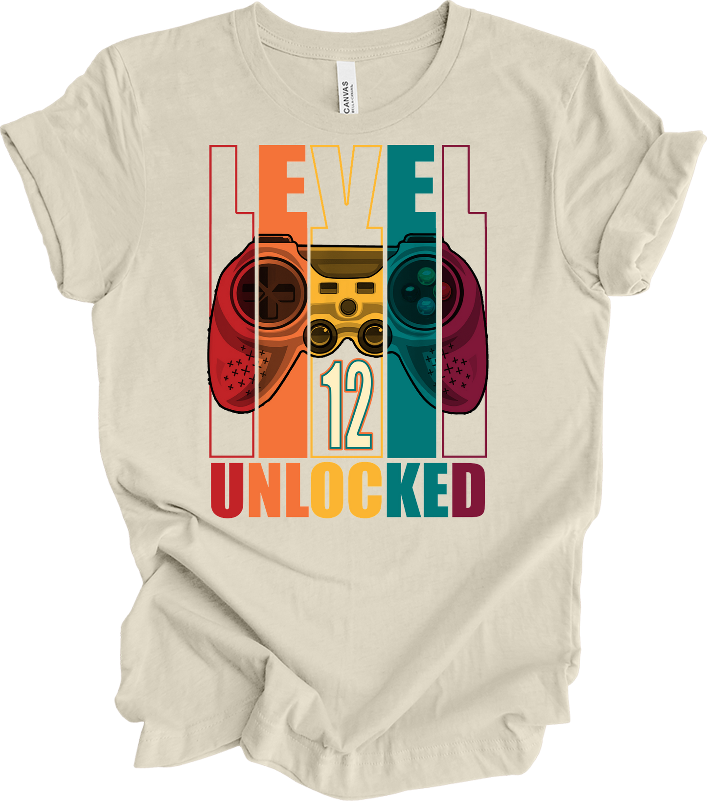 Level 12 Unlocked Gamer T-Shirt in Natural