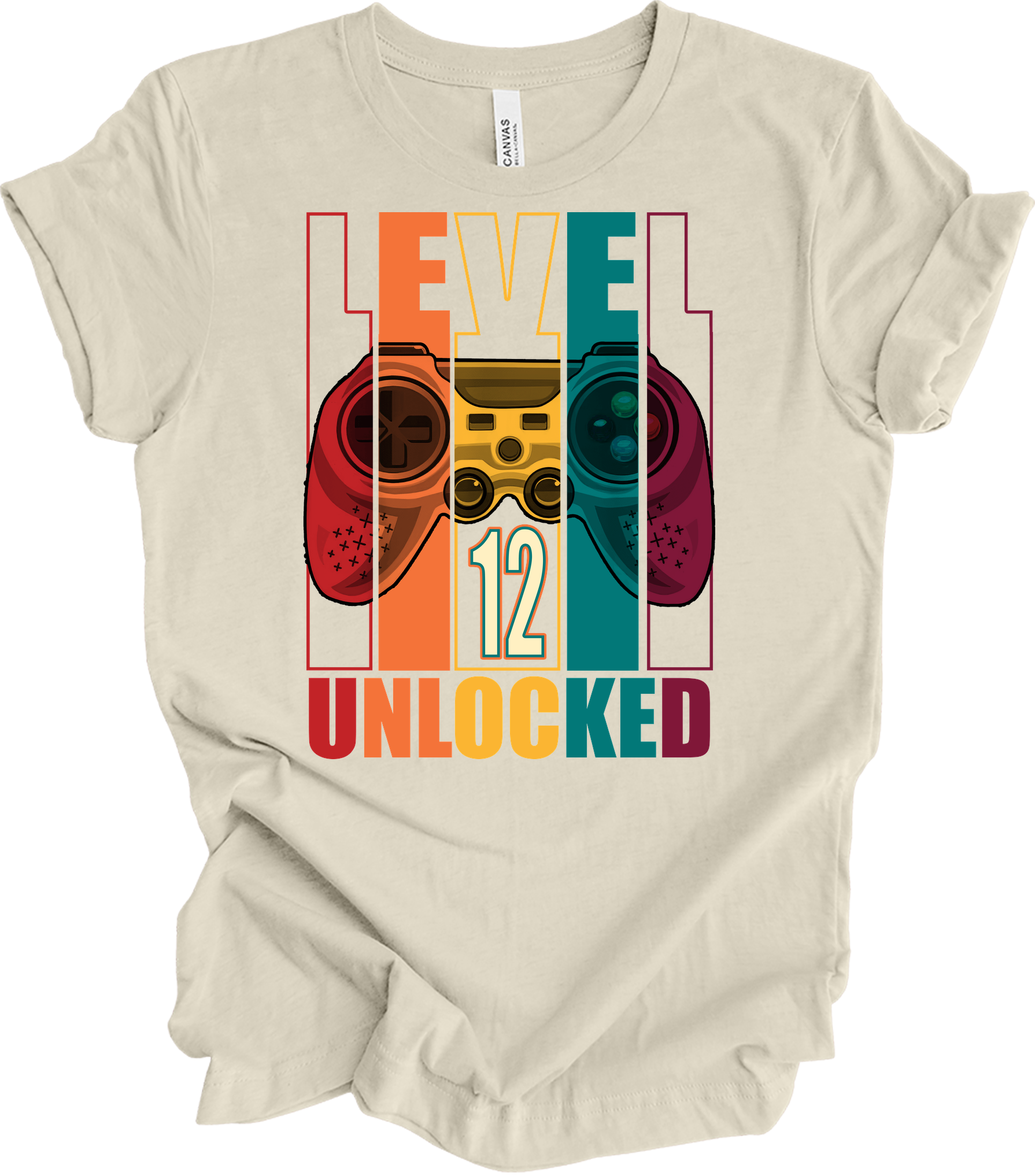 Level 12 Unlocked Gamer T-Shirt in Natural