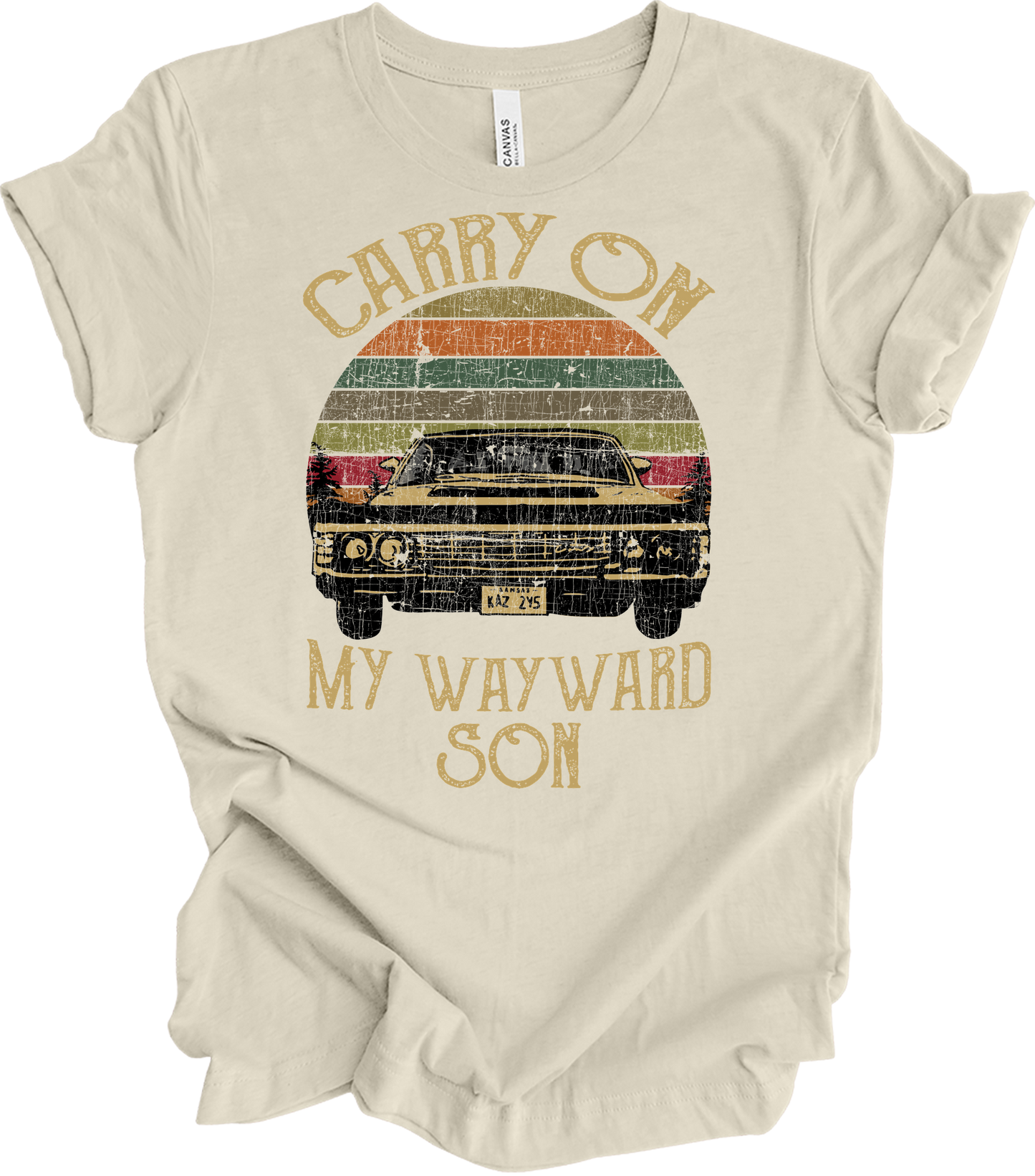 Carry On Wayward Son Supernatural Vintage T-Shirt in Natural