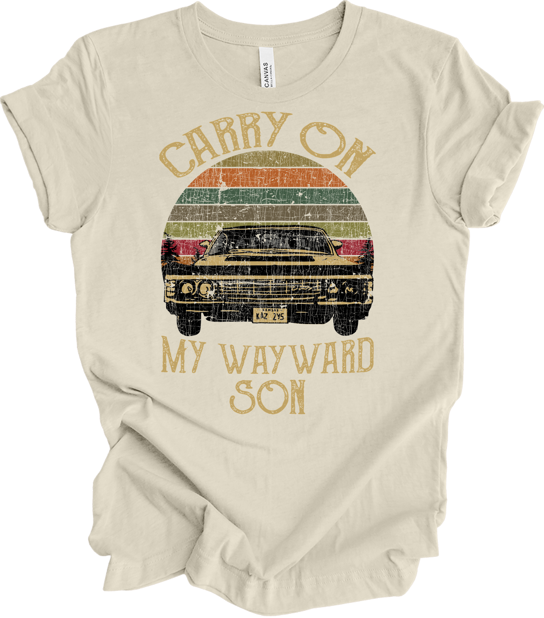 Carry On Wayward Son Supernatural Vintage T-Shirt in Natural