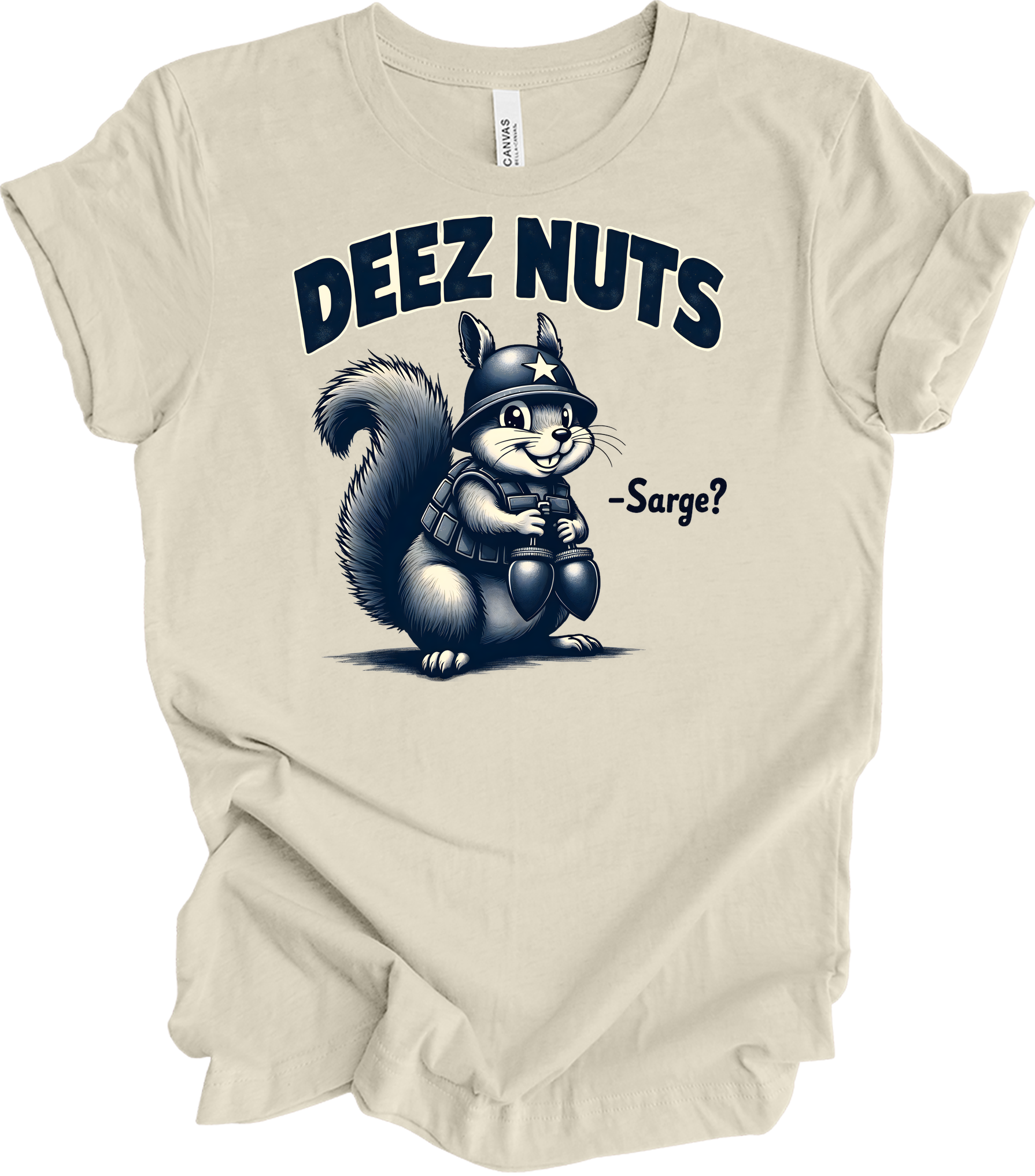 Funny 'Deez Nuts' Squirrel T-Shirt in Natural