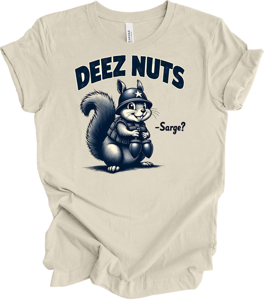 Funny 'Deez Nuts' Squirrel T-Shirt in Natural