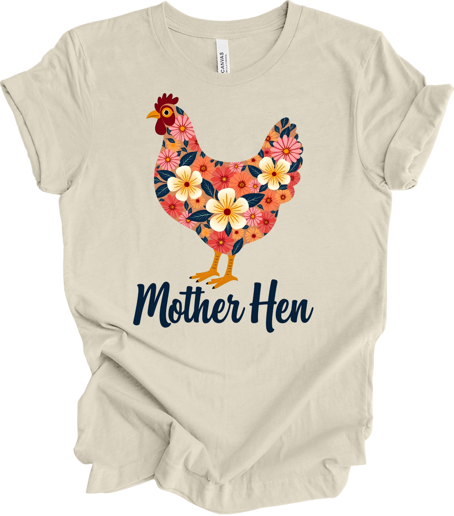 Floral Chicken - Mother Hen T-Shirt in Natural