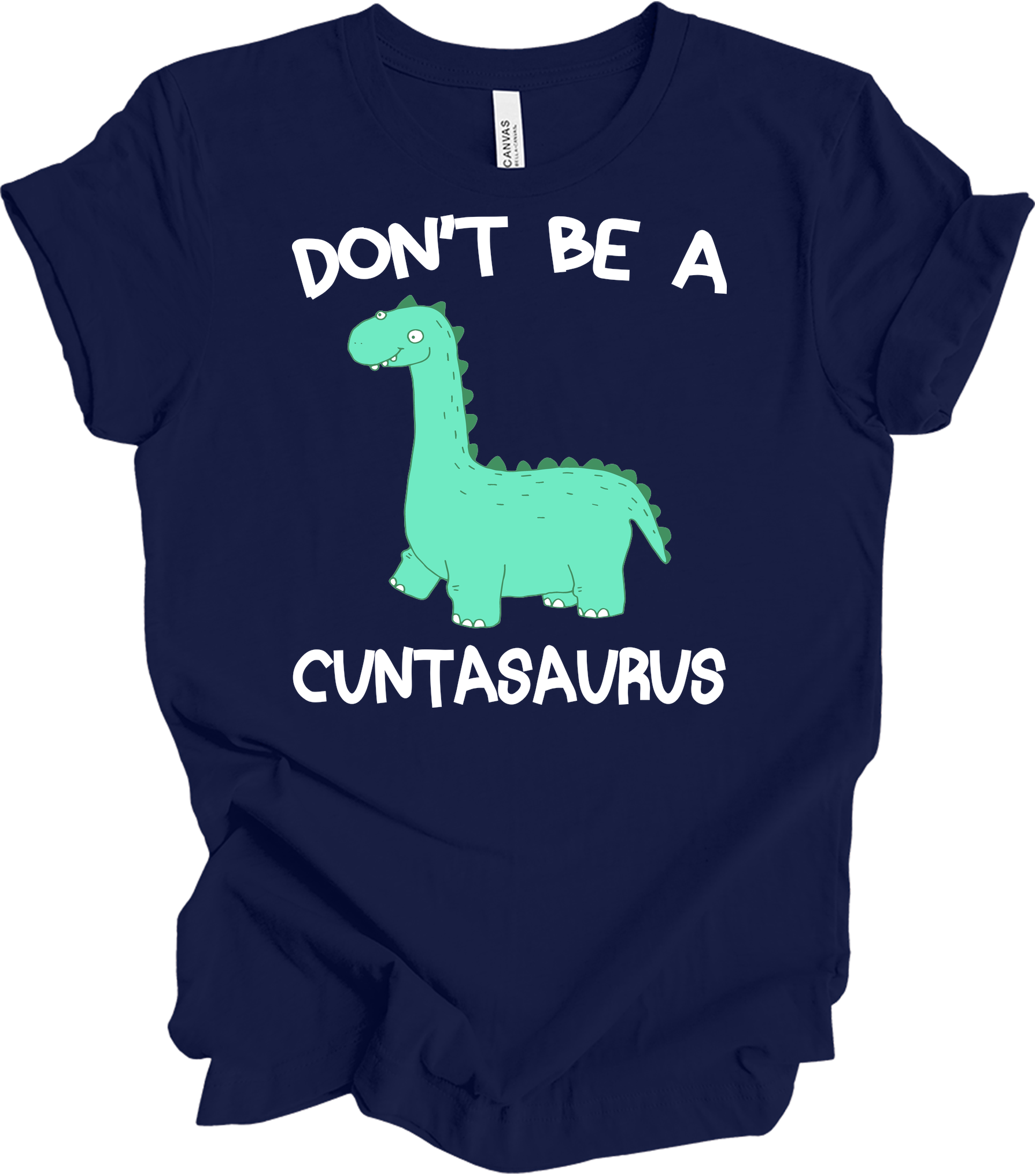 Cute Cartoon Dinosaur - Funny Nessie Monster T-Shirt in Navy