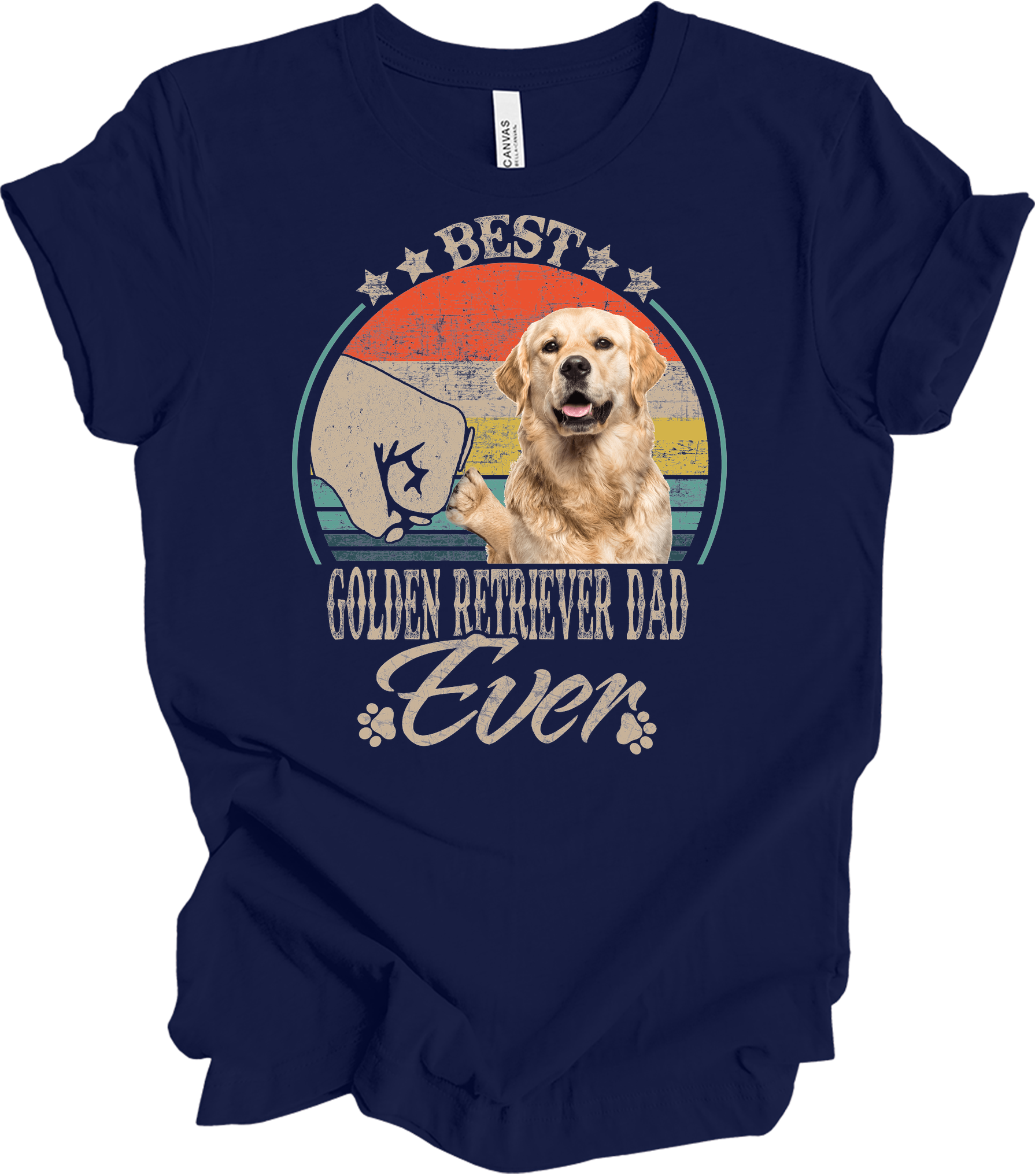 Best Golden Retriever Dad Ever Vintage T-Shirt in Navy