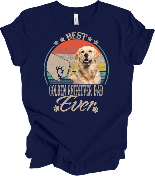 Best Golden Retriever Dad Ever Vintage T-Shirt in Navy