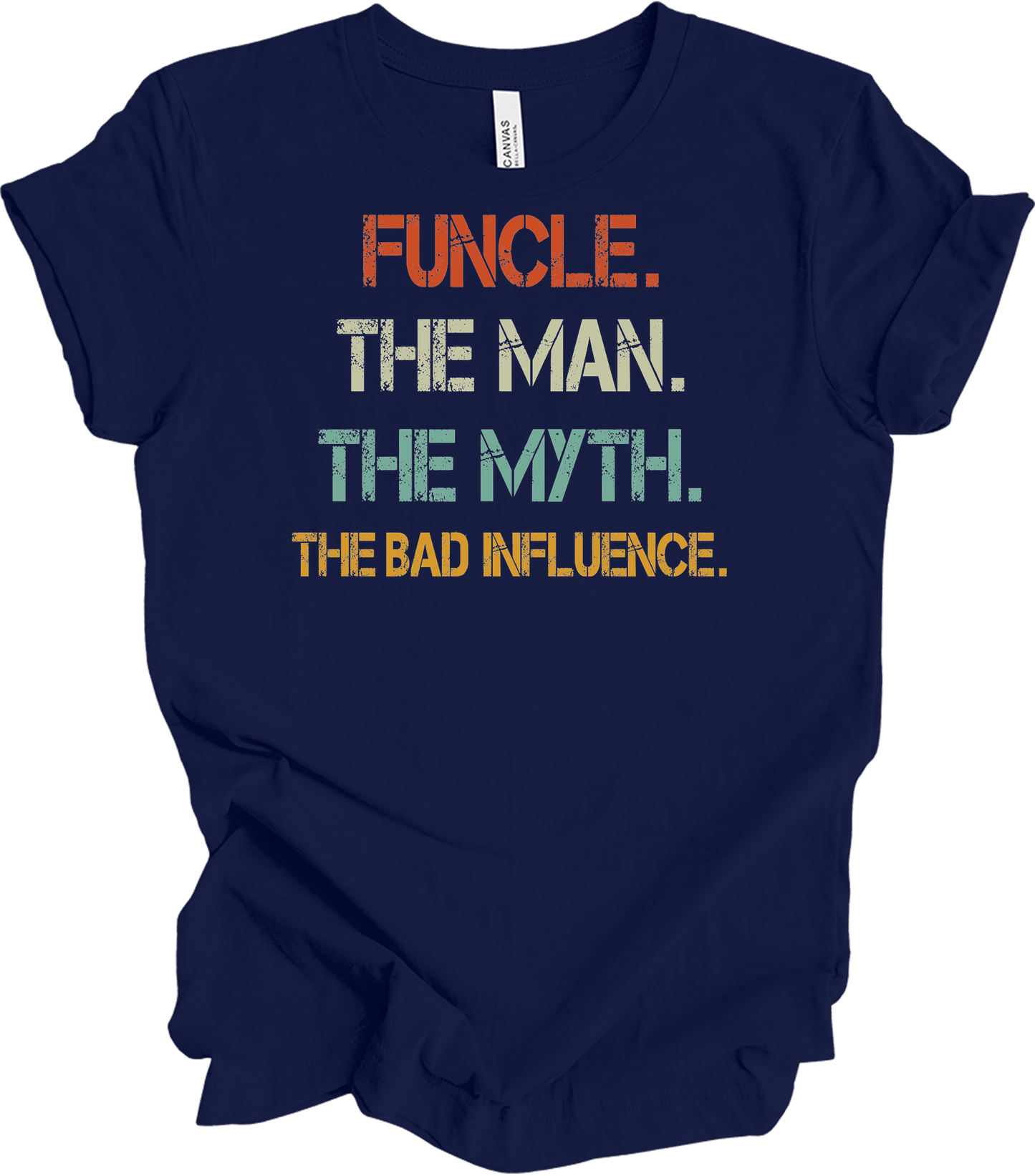 Uncle Bad Influence - Funcle The Man Myth Vintage T-Shirt in Navy