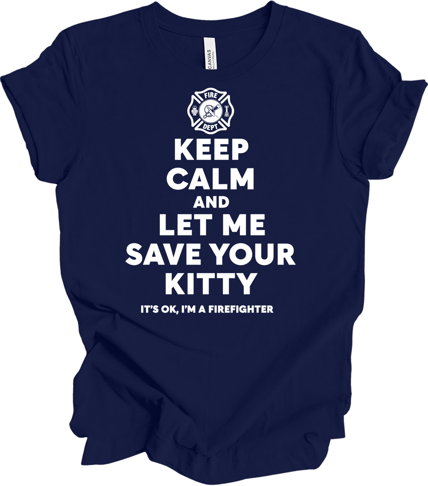 Firefighter Rescue - Save Your Kitty T-Shirt in Navy