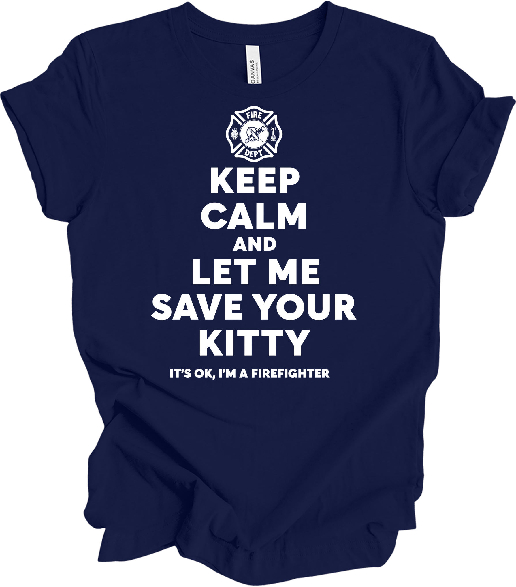 Firefighter Rescue - Save Your Kitty T-Shirt in Navy