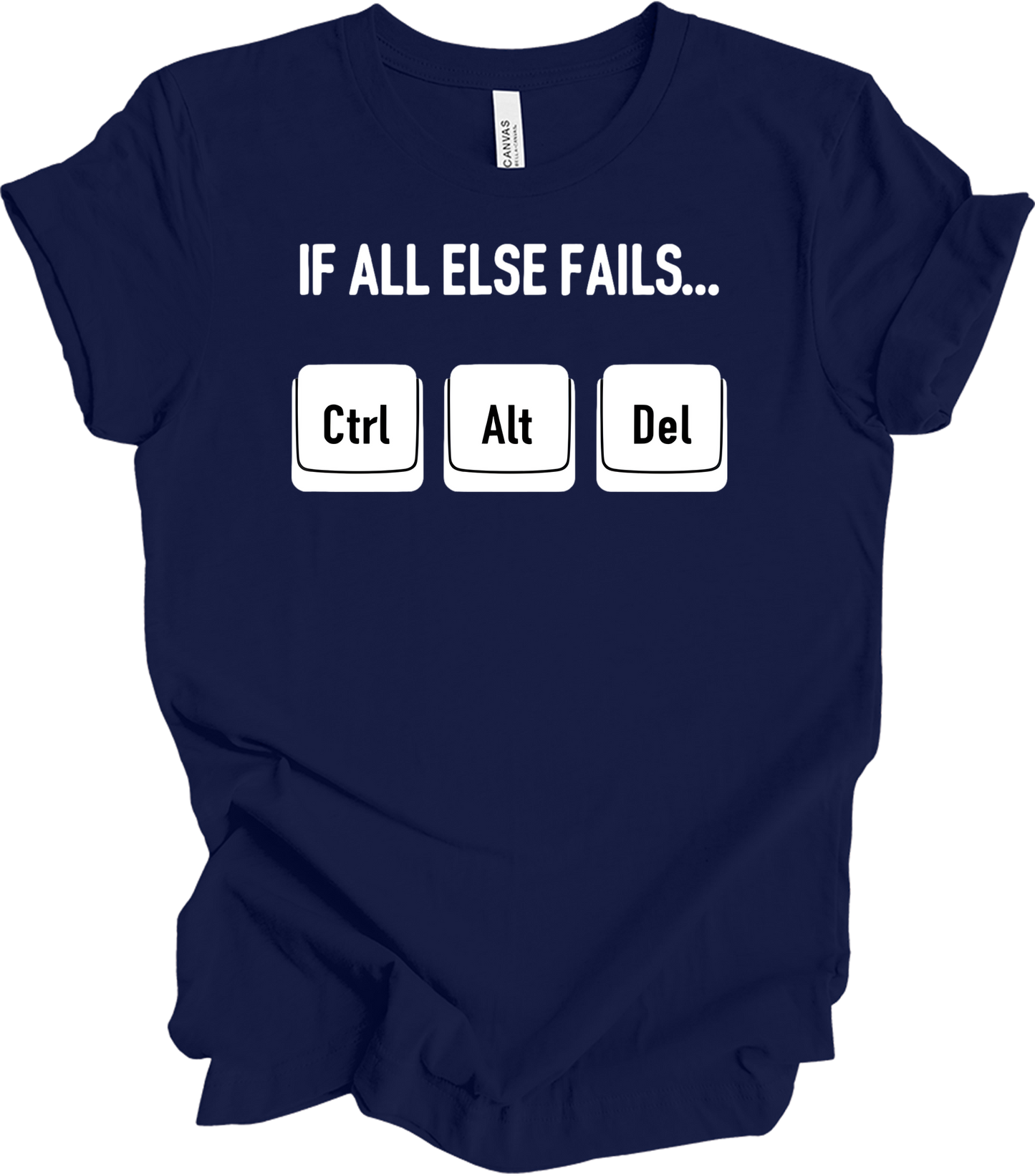 Ctrl Alt Del Funny Tech T-Shirt in Navy
