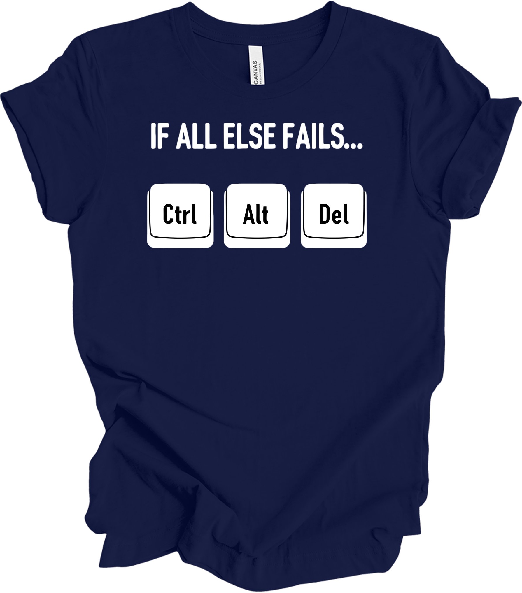 Ctrl Alt Del Funny Tech T-Shirt in Navy