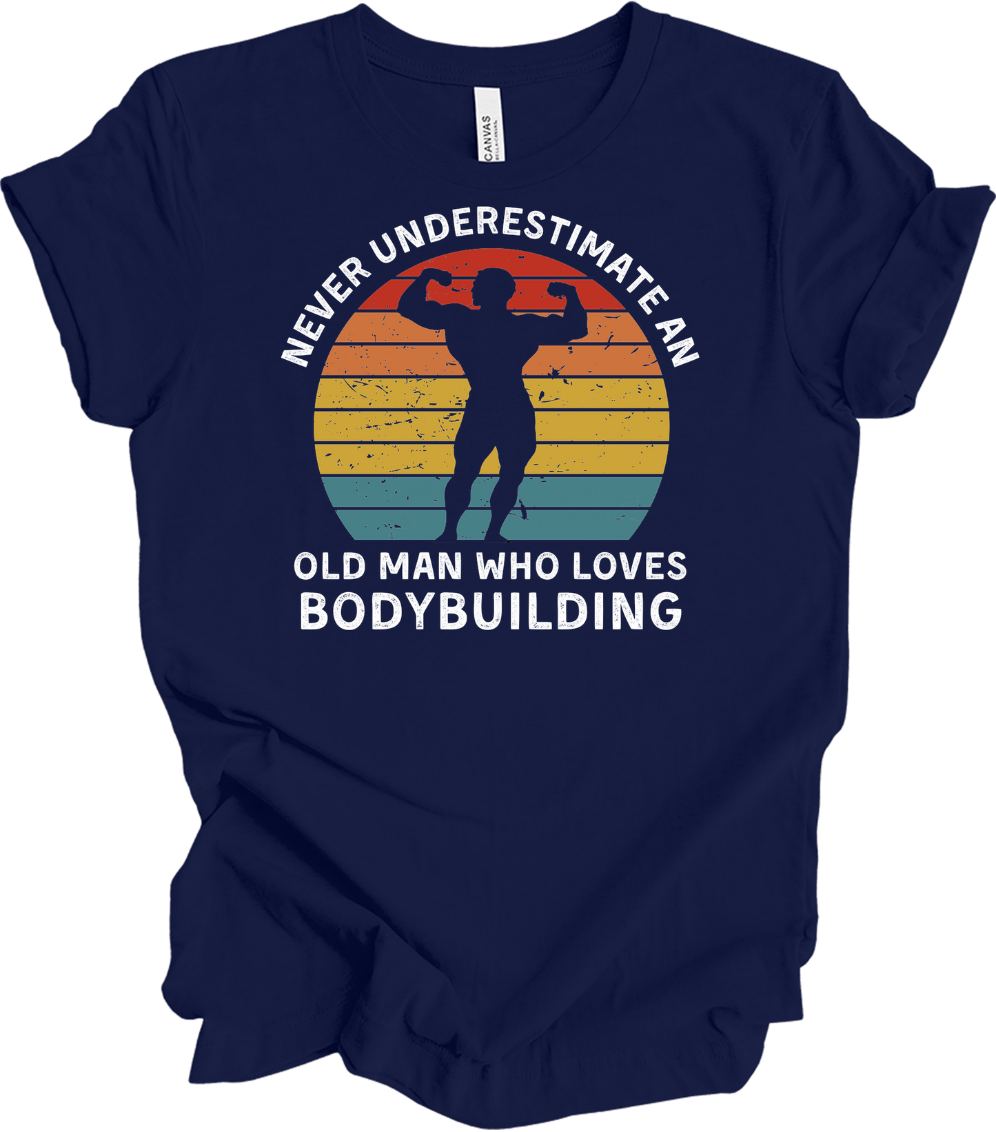 Old Man Bodybuilding - Fitness Gift T-Shirt in Navy