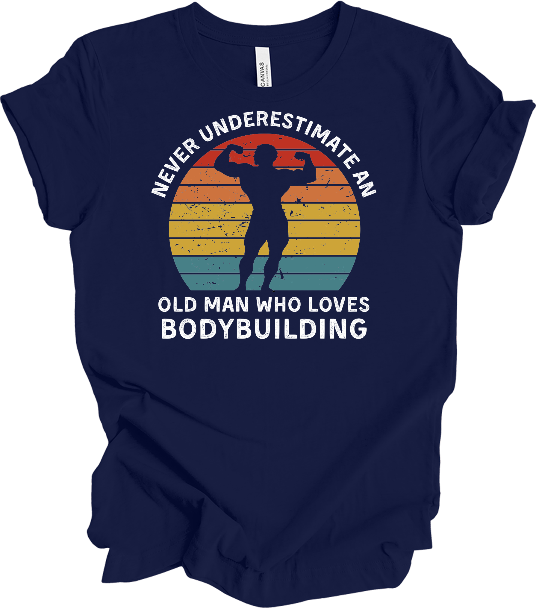 Old Man Bodybuilding - Fitness Gift T-Shirt in Navy
