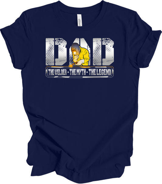 Welder Dad: The Myth, The Legend T-Shirt in Navy