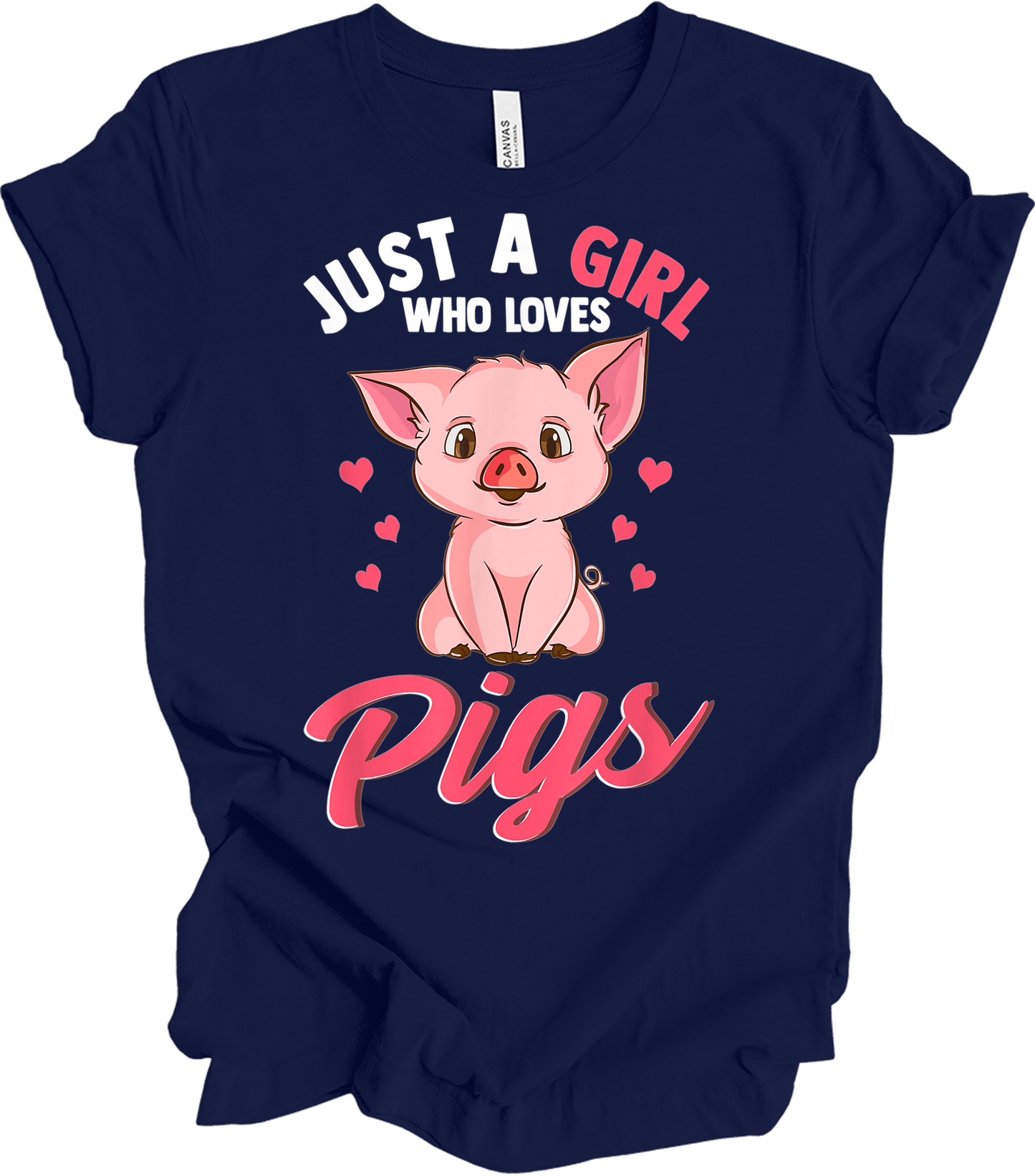 Just A Girl Who Loves Pigs T-Shirt in Navy