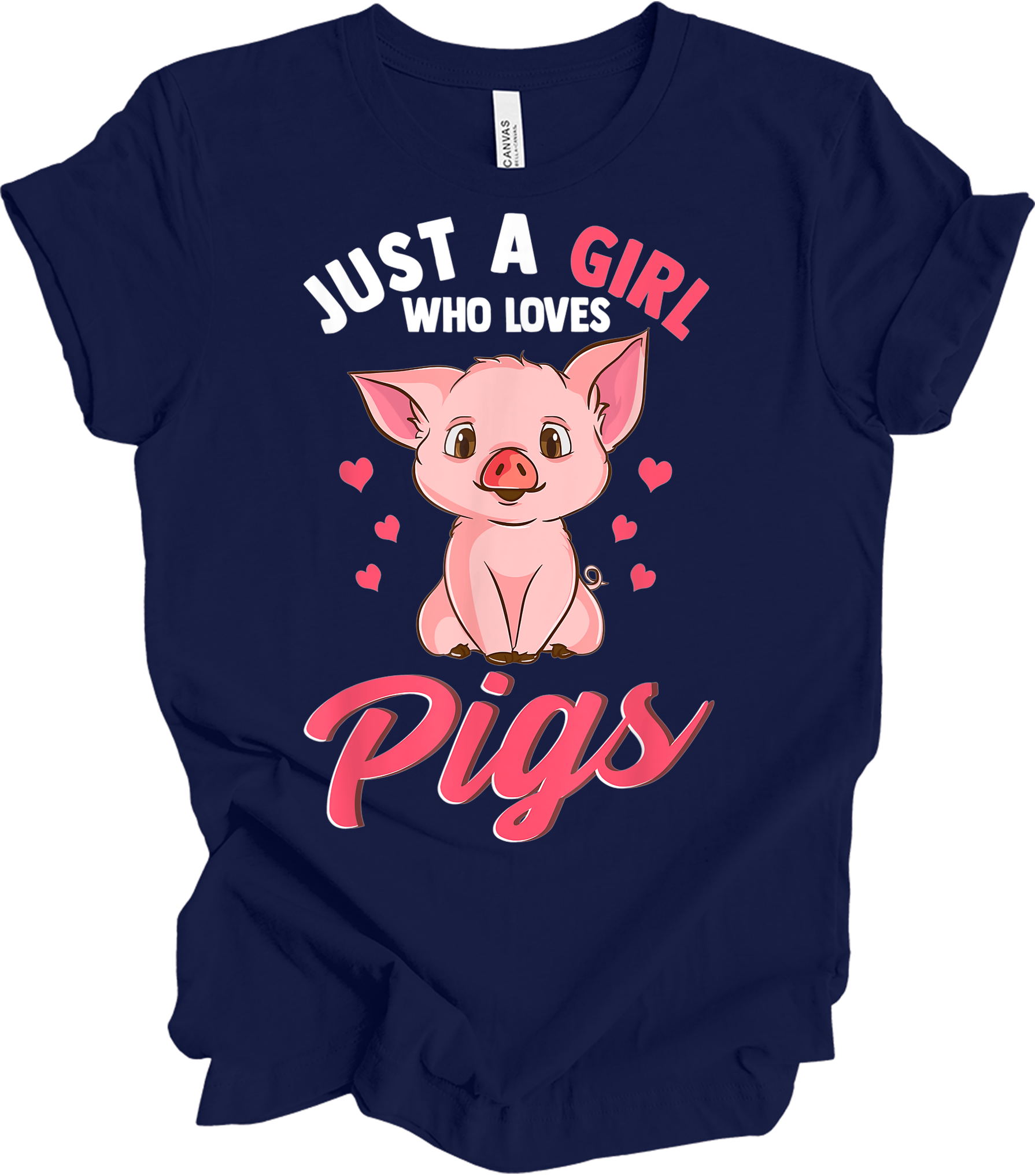 Just A Girl Who Loves Pigs T-Shirt in Navy