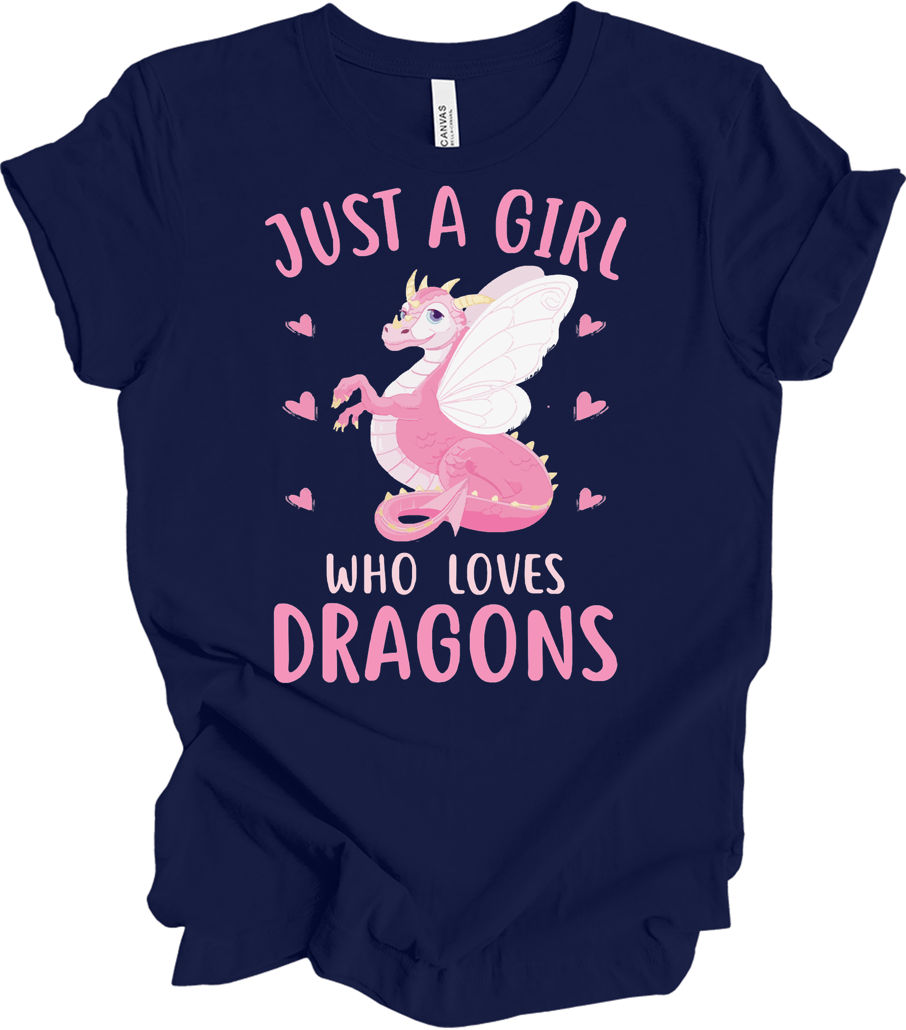 Just A Girl Who Loves Dragons T-Shirt in Navy
