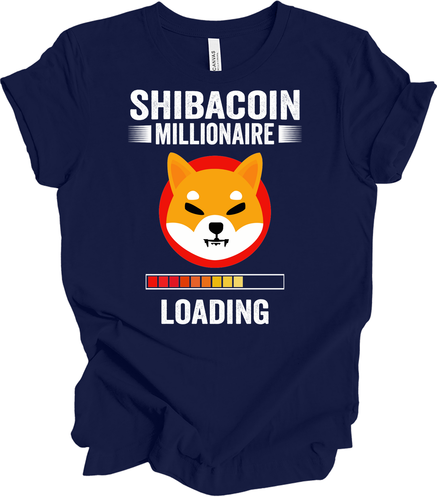 Shiba Inu Millionaire Loading Crypto SHIB Coin T-Shirt in Navy