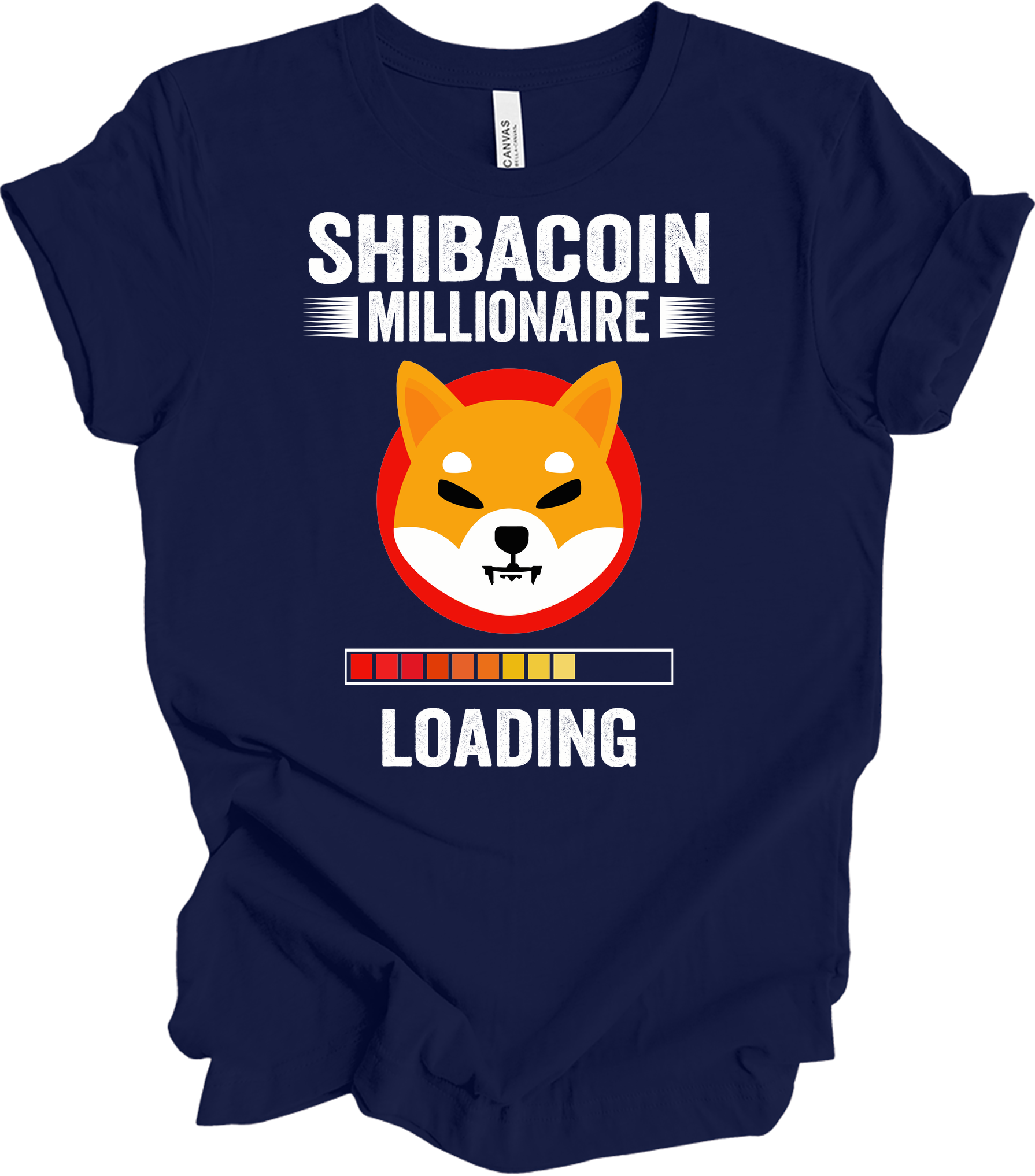 Shiba Inu Millionaire Loading Crypto SHIB Coin T-Shirt in Navy