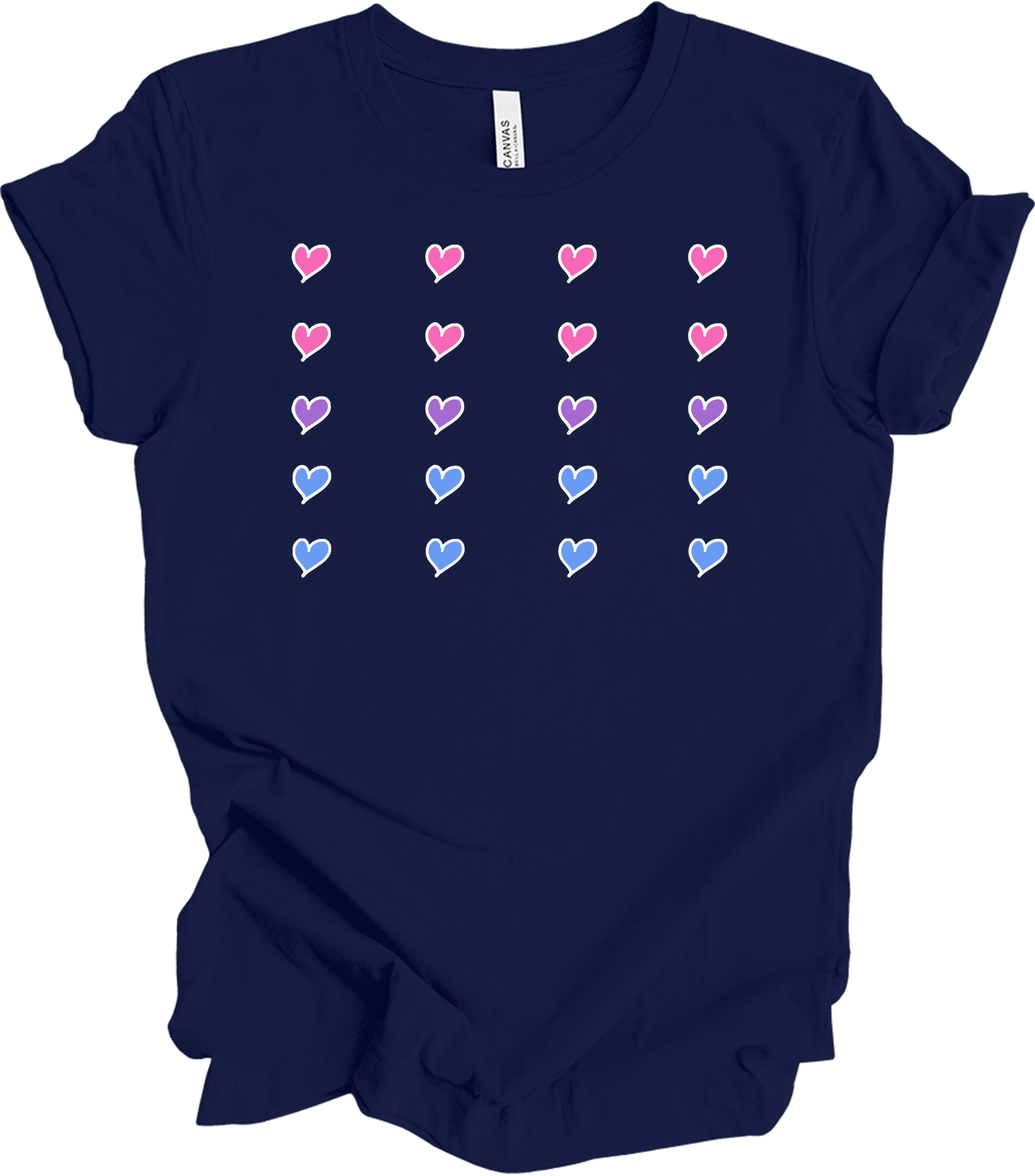 Pride Hearts - Cute Design T-Shirt in Navy