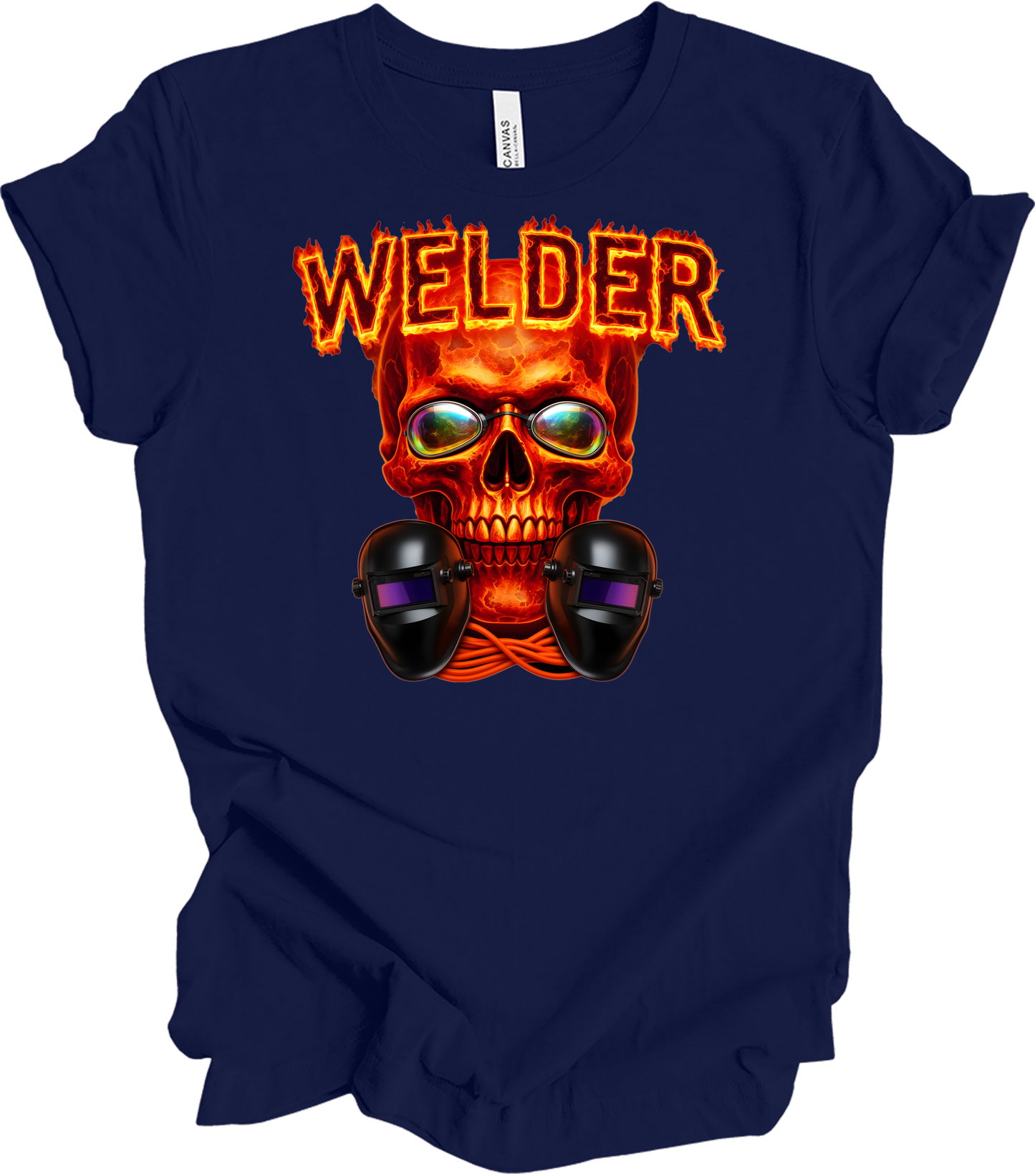 Welder Skull Gift T-Shirt in Navy