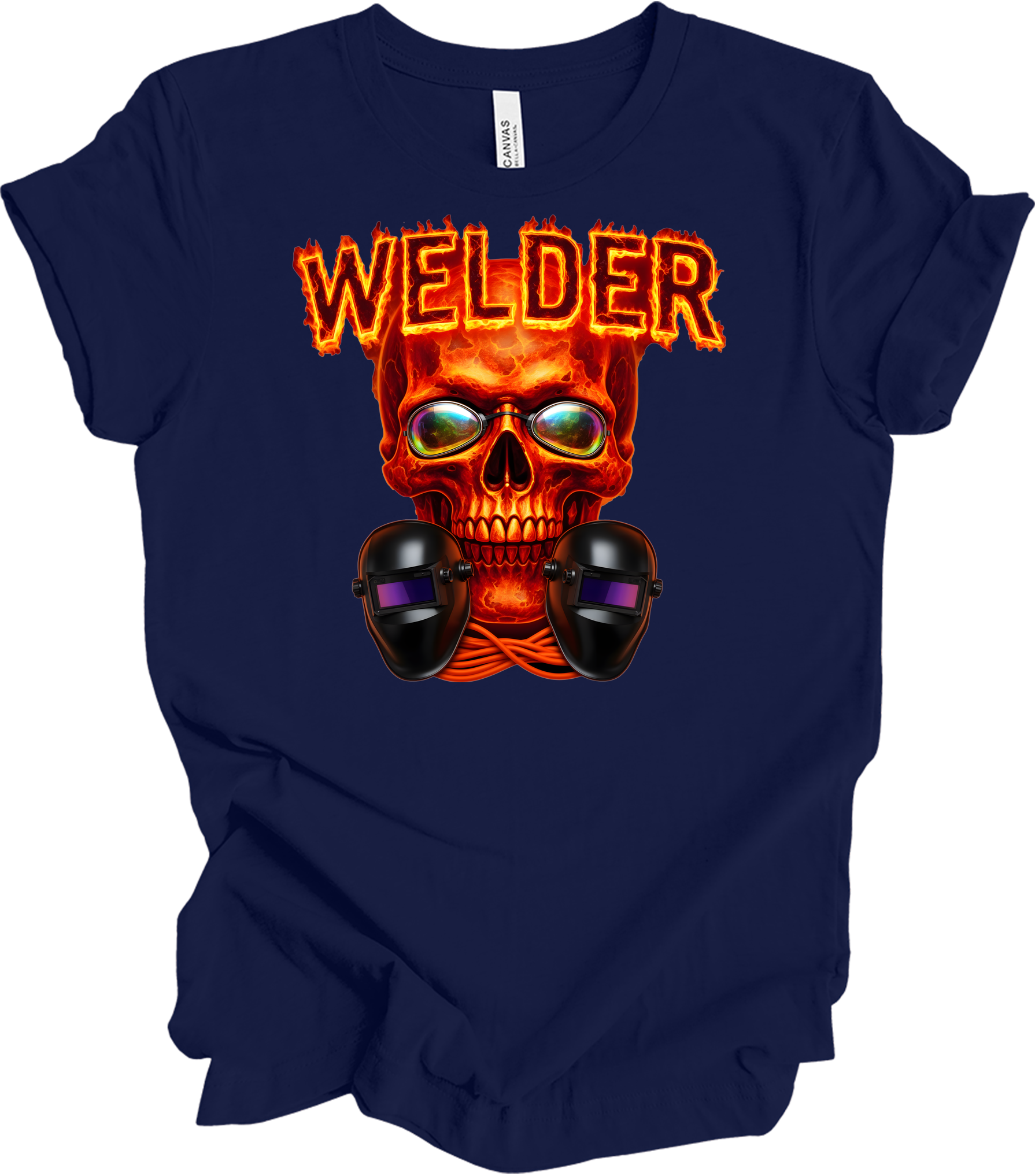 Welder Skull Gift T-Shirt in Navy