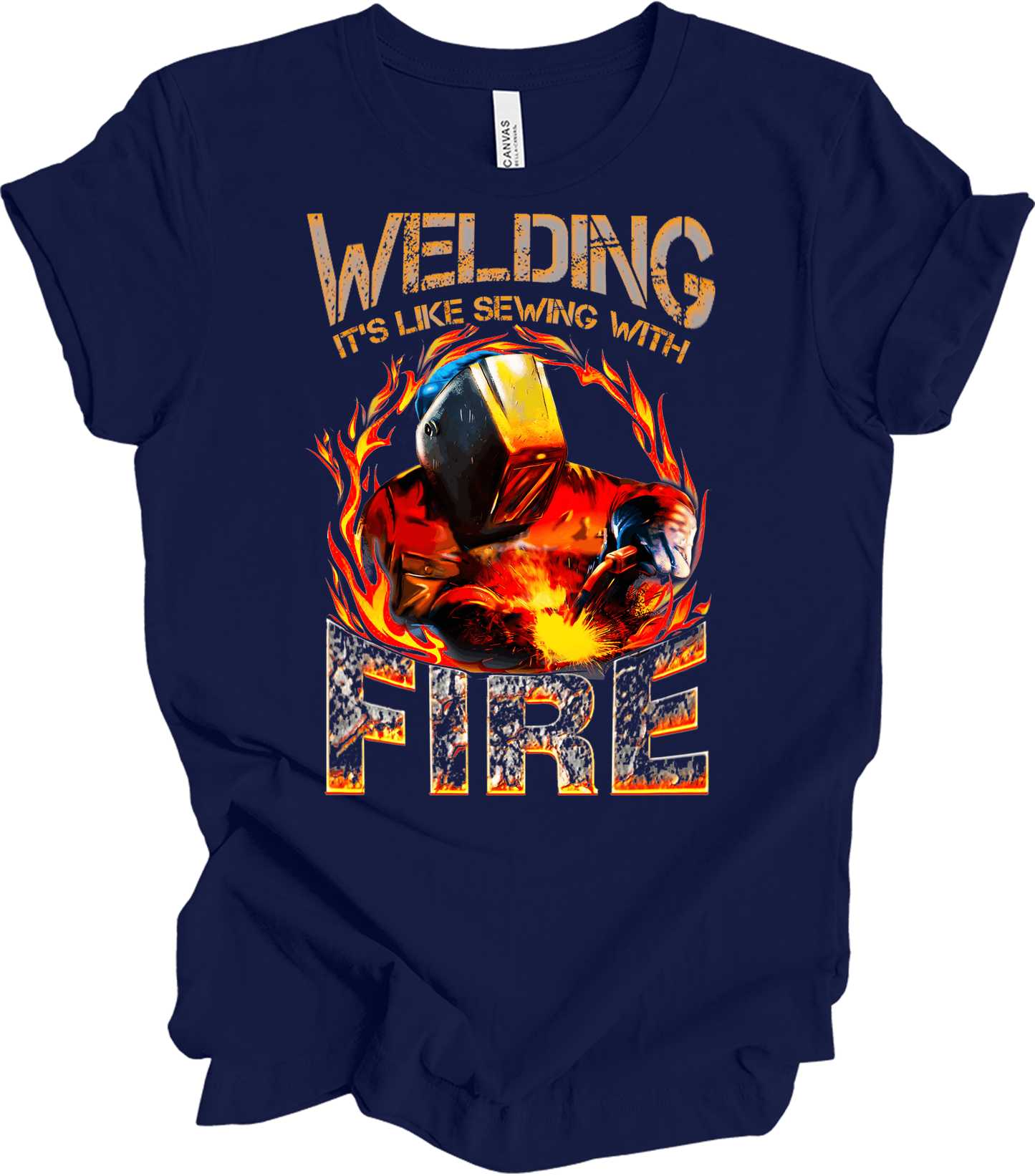 Welding: Sewing with Fire T-Shirt in Navy