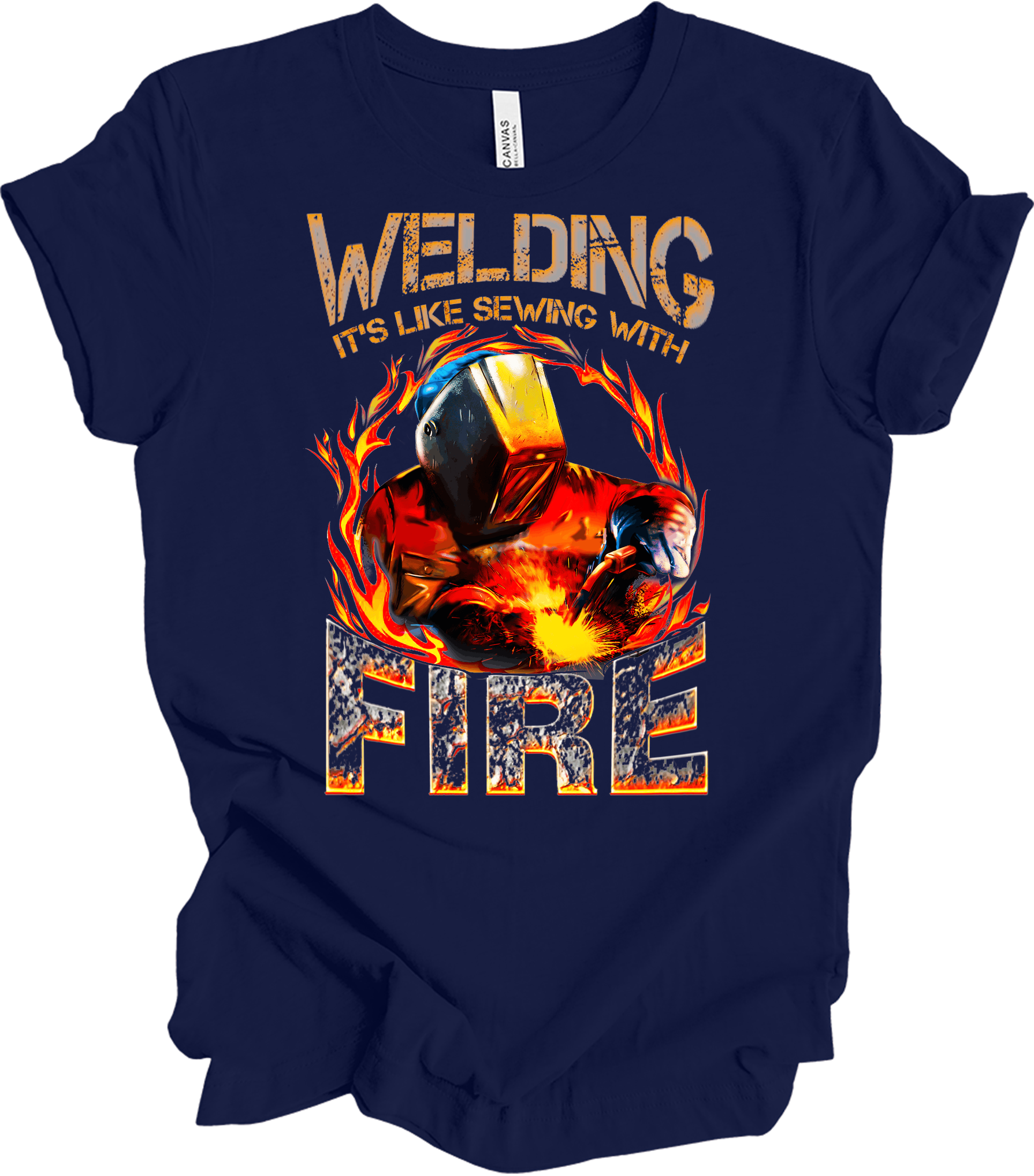 Welding: Sewing with Fire T-Shirt in Navy