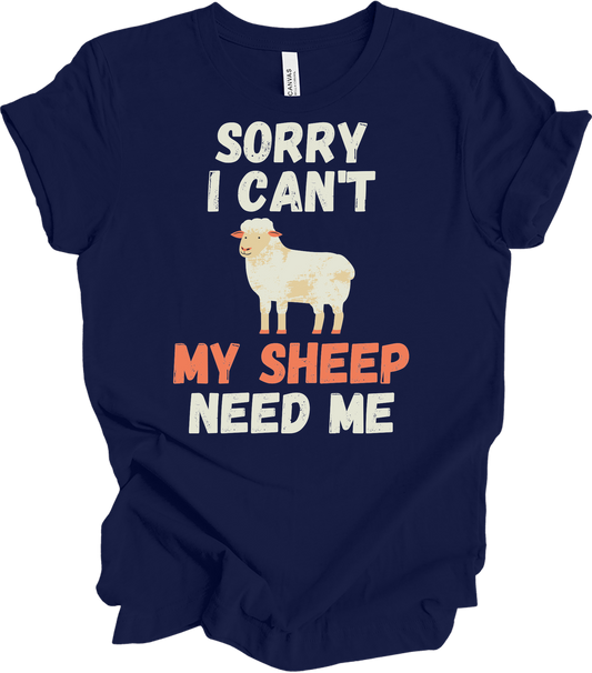 Sorry I Can't My Sheep Need Me T-Shirt in Navy