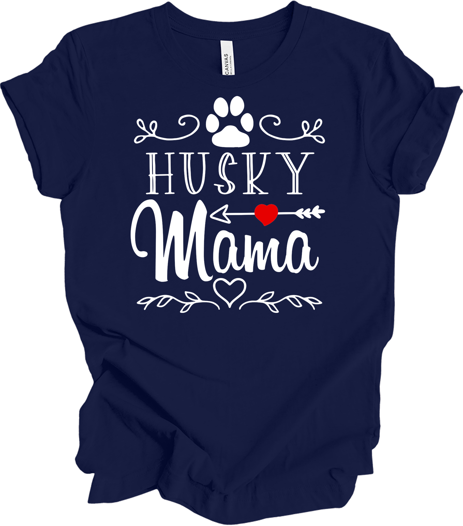 Husky Mama - Dog Lover Gift T-Shirt in Navy