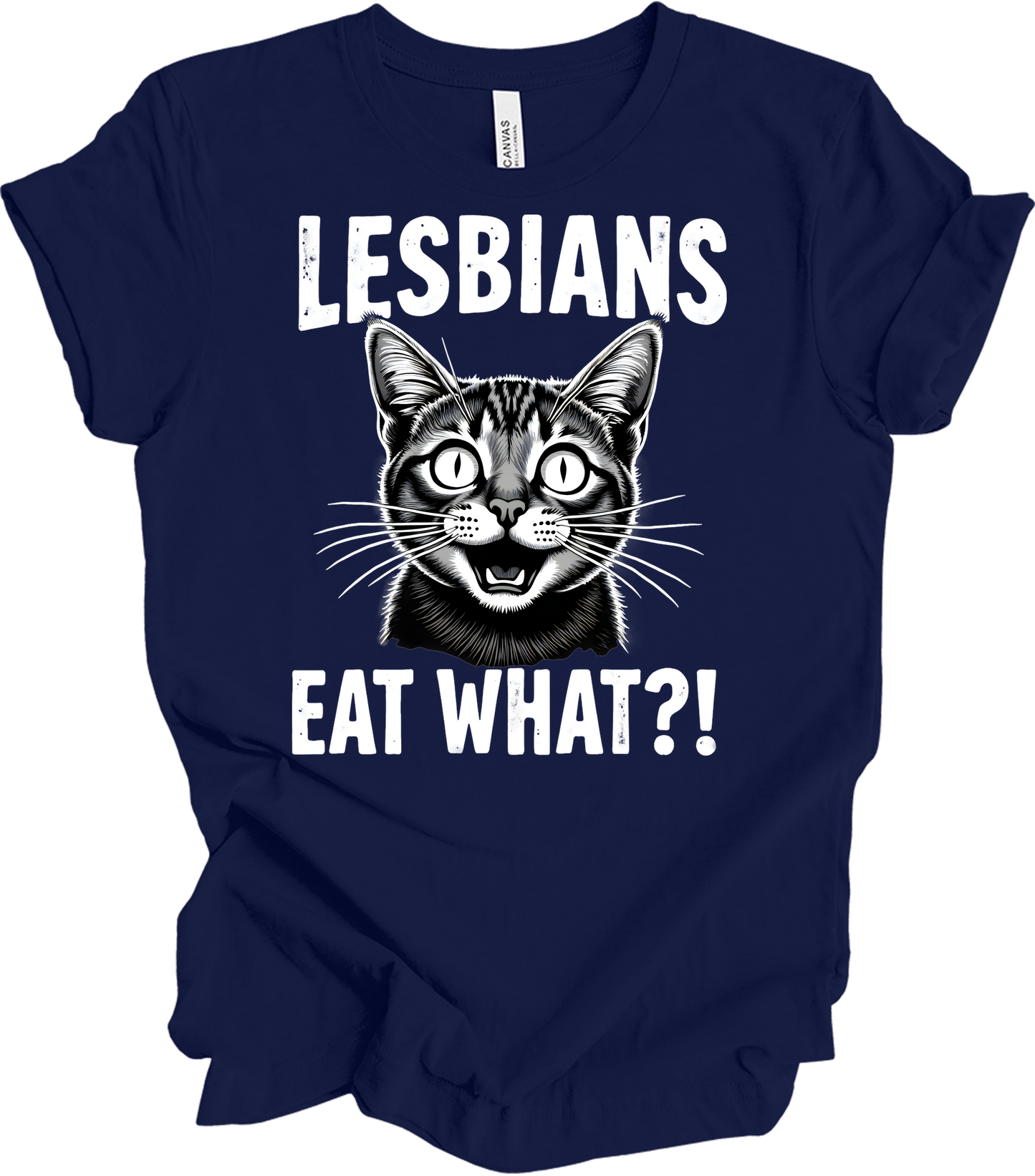 Surprised Cat Meme LGBTQ+ T-Shirt in Navy