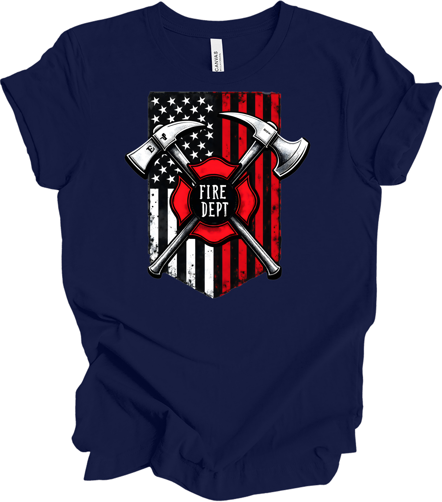 Firefighter Axe Flag T-Shirt in Navy