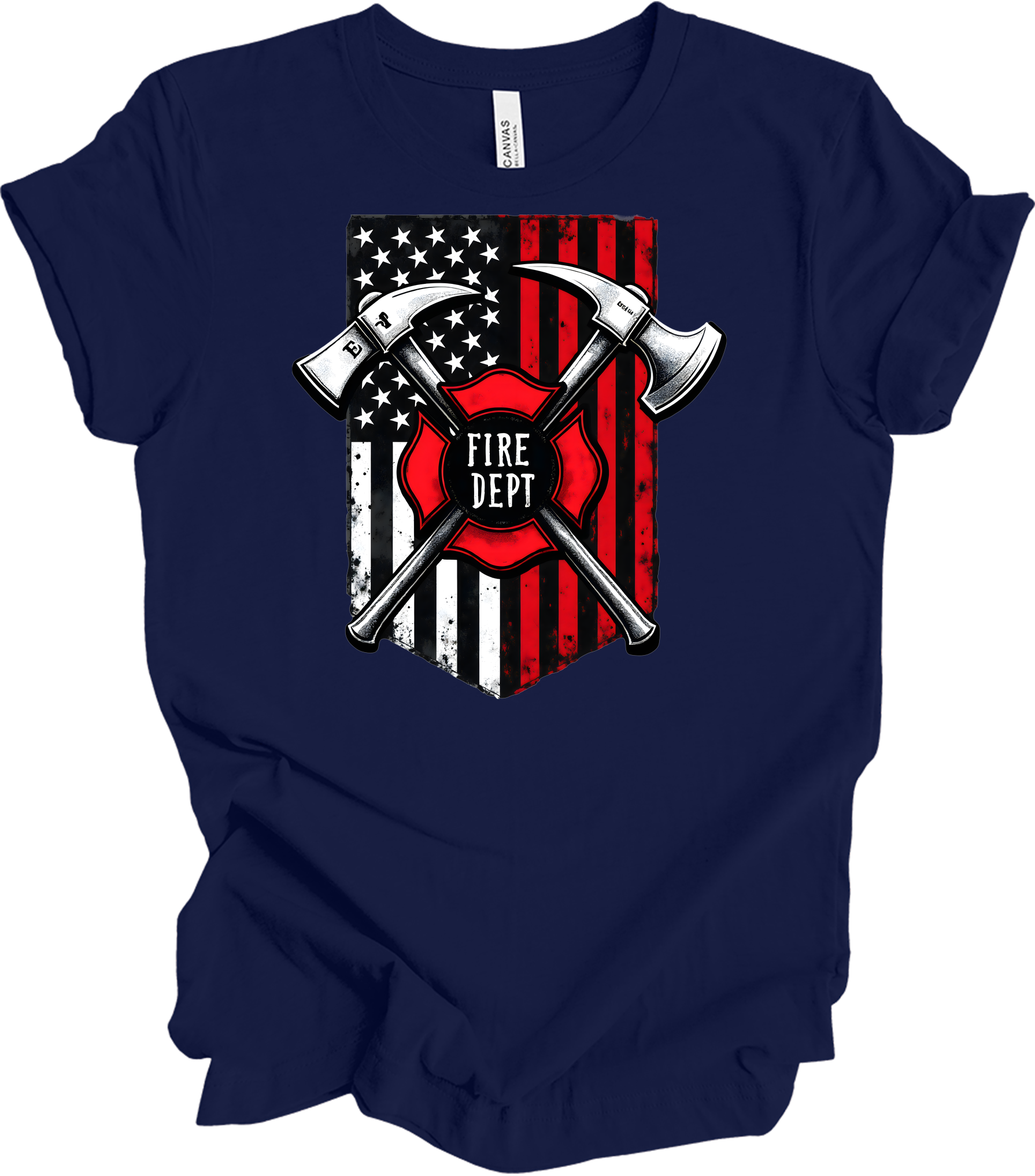 Firefighter Axe Flag T-Shirt in Navy