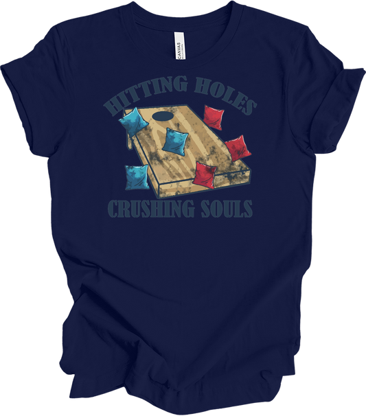 Hitting Holes Crushing Souls T-Shirt in Navy
