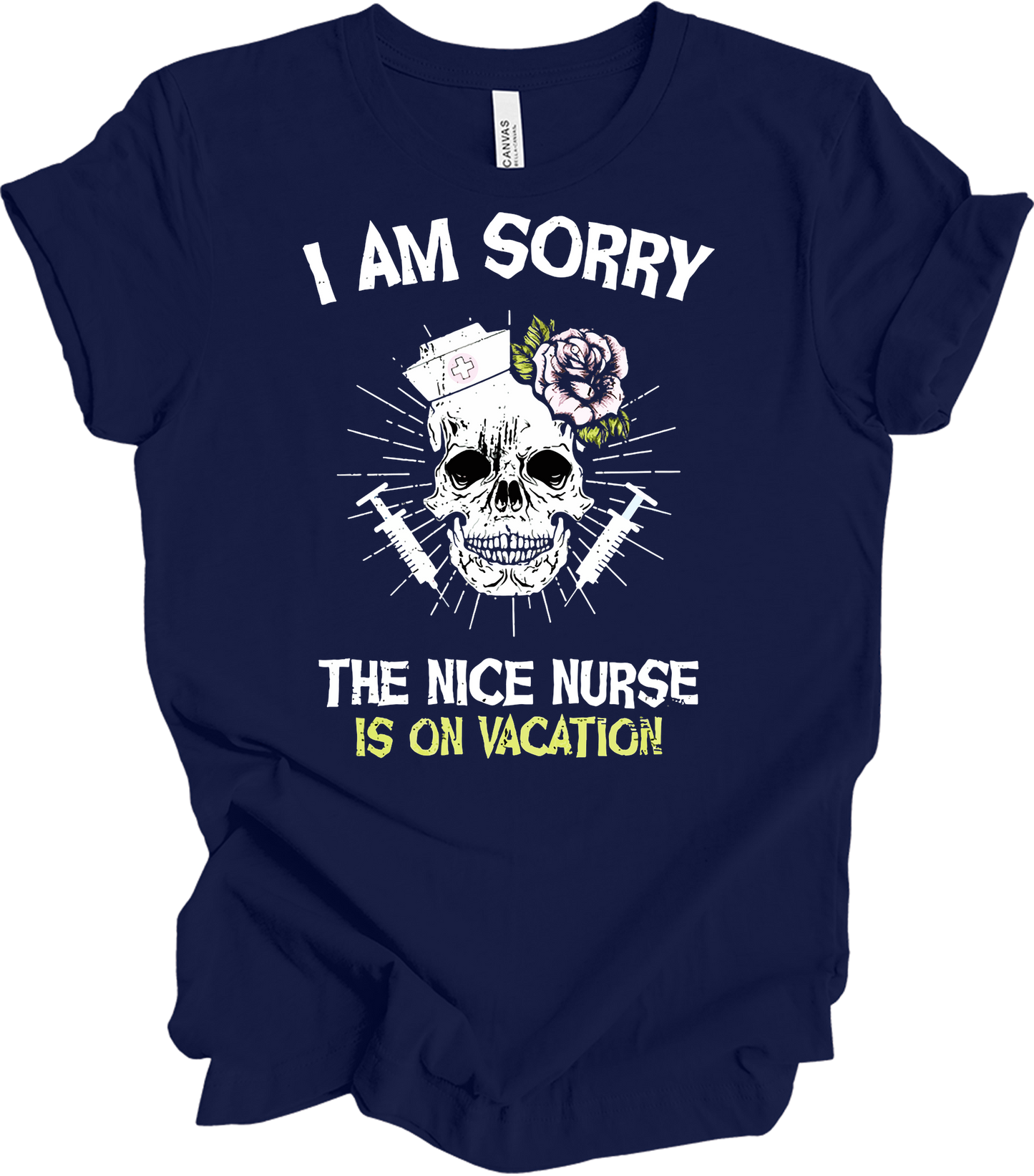 Nice Nurse Vacation Skull T-Shirt in Navy