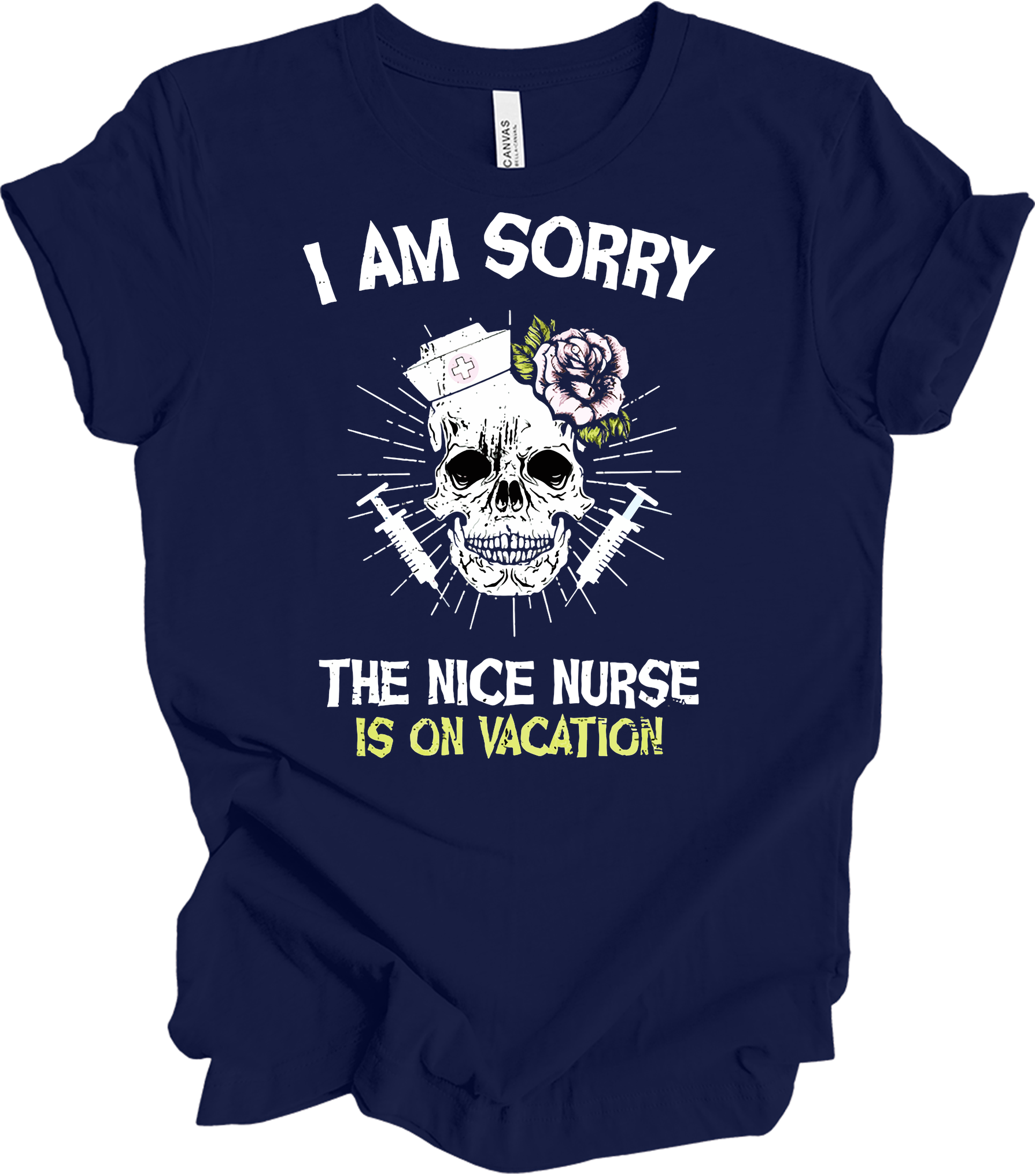 Nice Nurse Vacation Skull T-Shirt in Navy