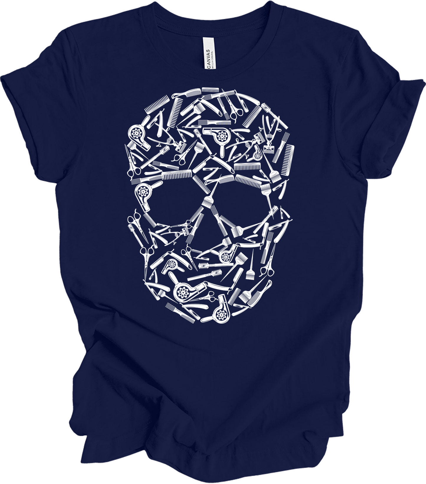 Hair Stylist Skull Unisex T-Shirt in Navy