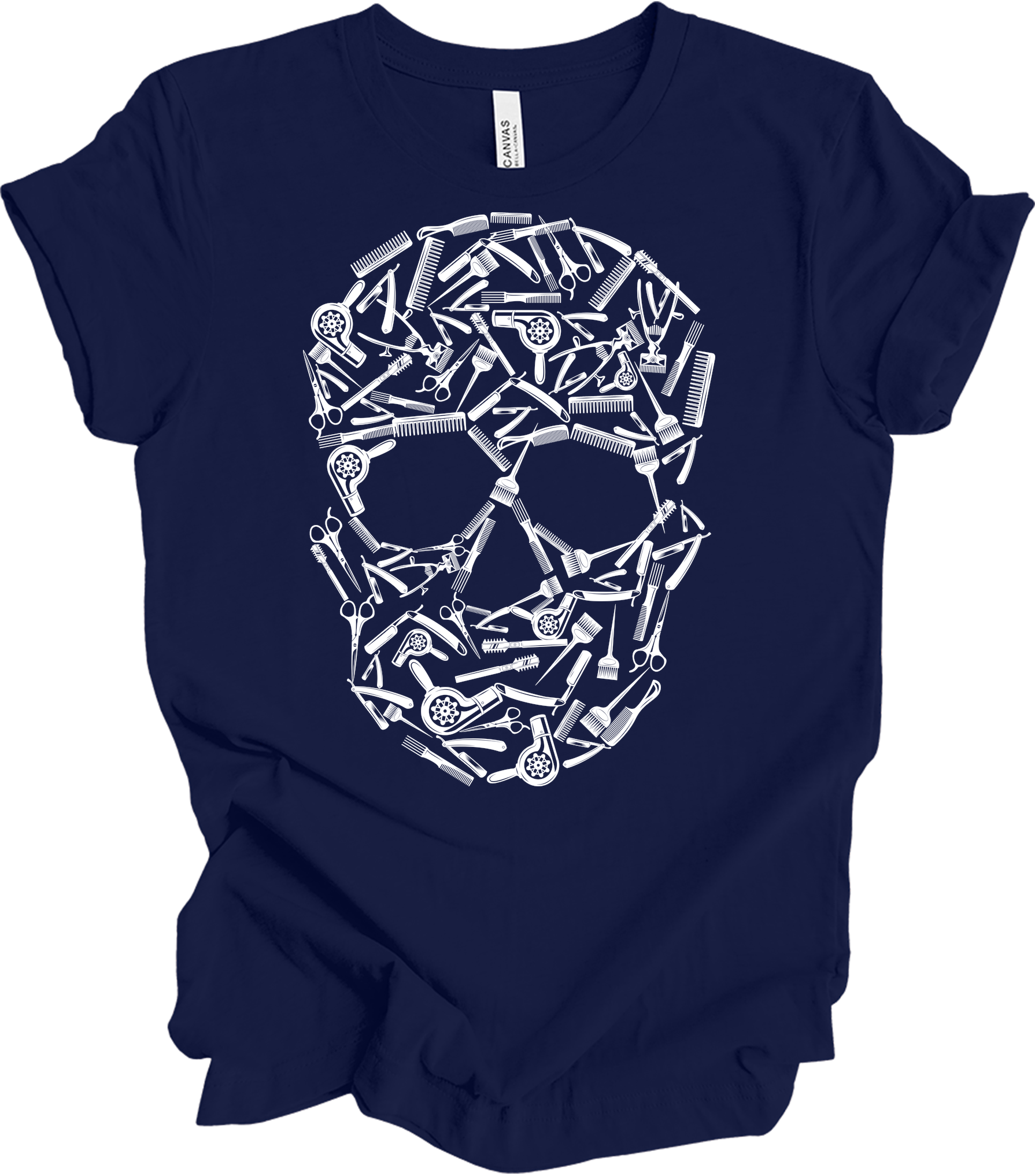 Hair Stylist Skull Unisex T-Shirt in Navy
