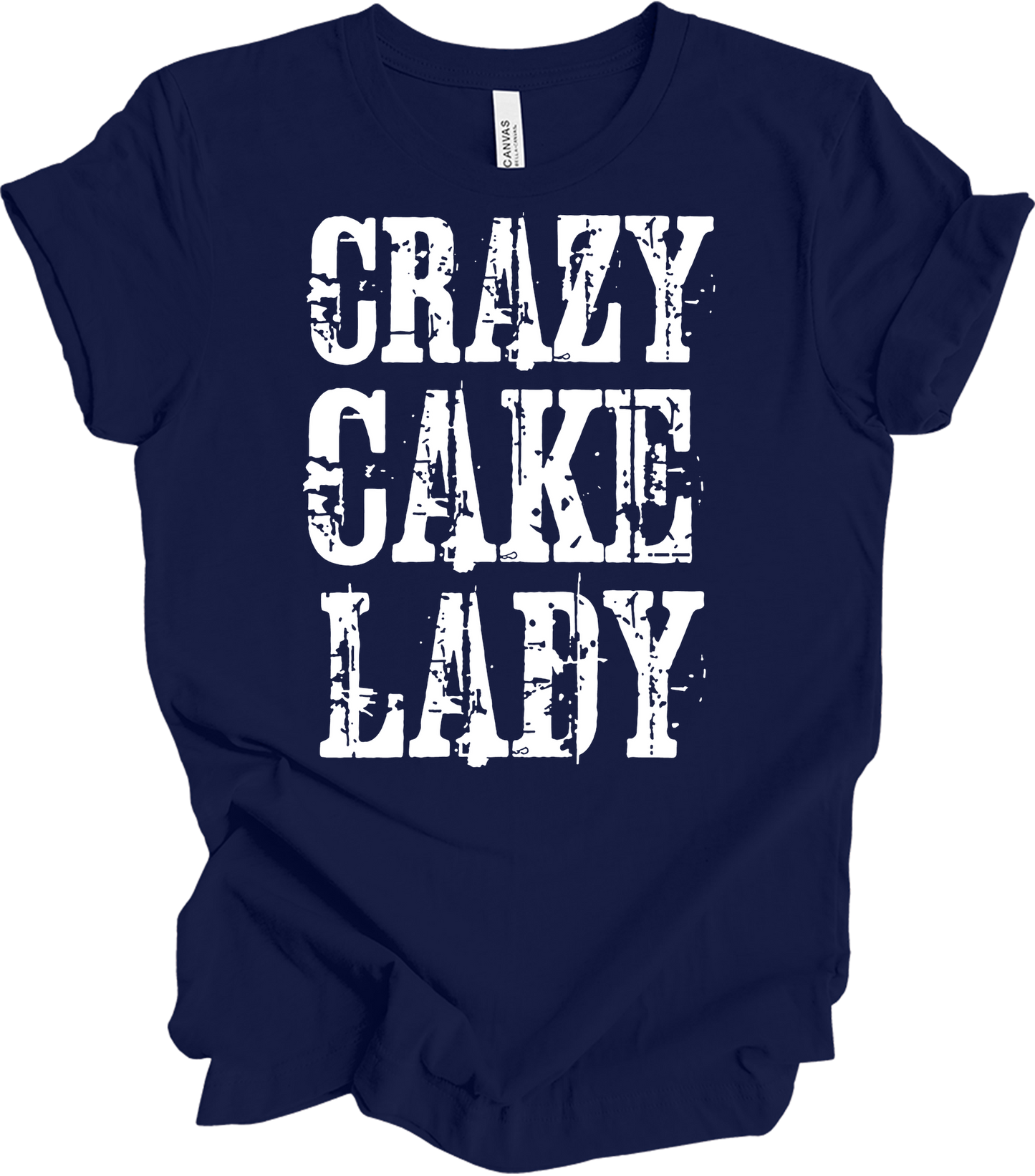 Crazy Cake Lady - Funny Baking Gift T-Shirt in Navy