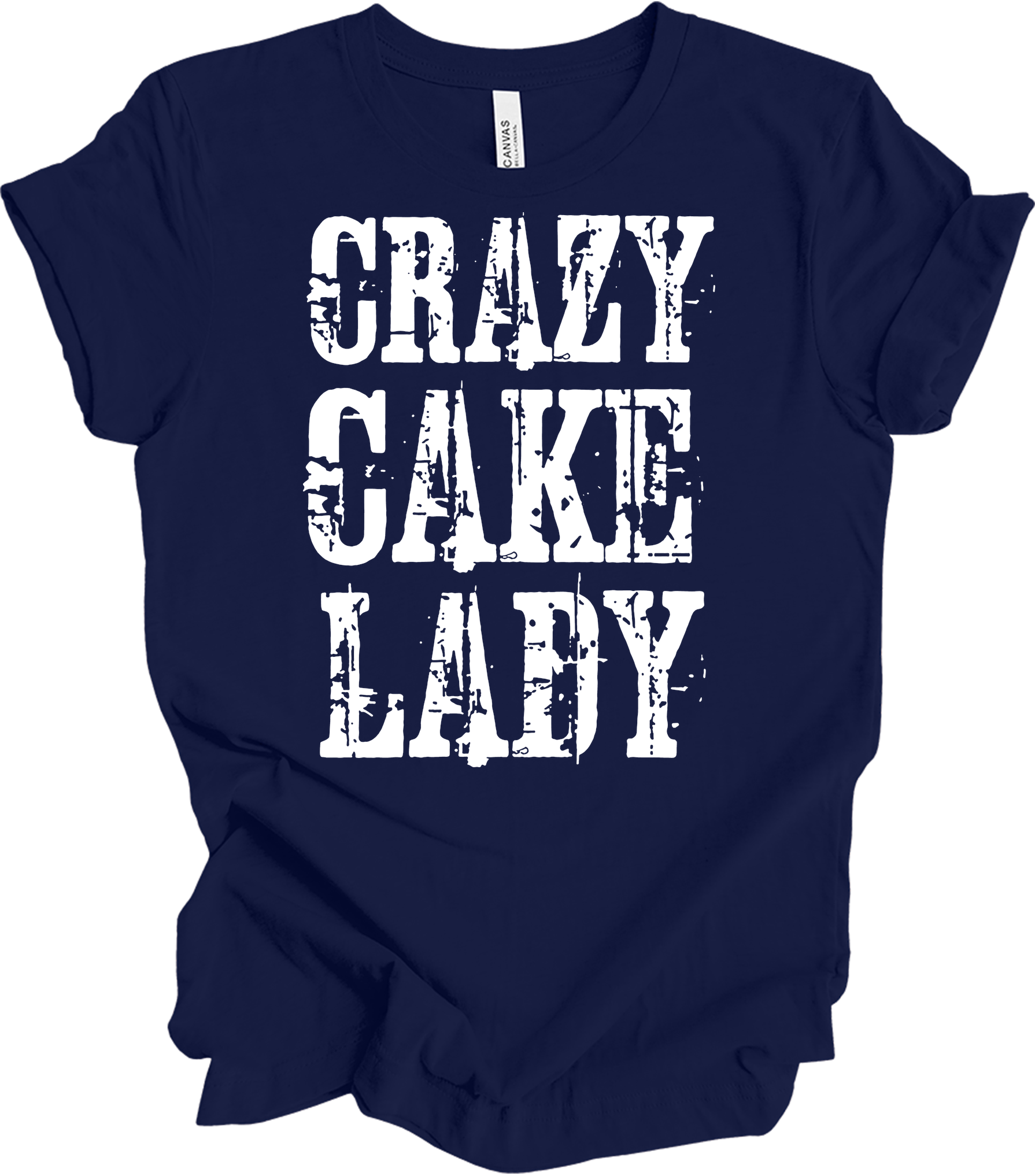 Crazy Cake Lady - Funny Baking Gift T-Shirt in Navy