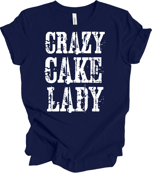 Crazy Cake Lady - Funny Baking Gift T-Shirt in Navy