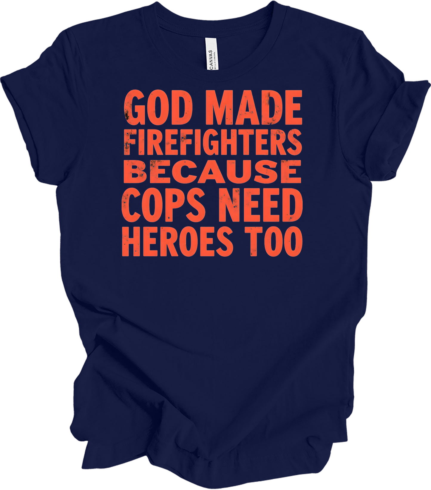 Firefighters Cops Heroes T-Shirt in Navy