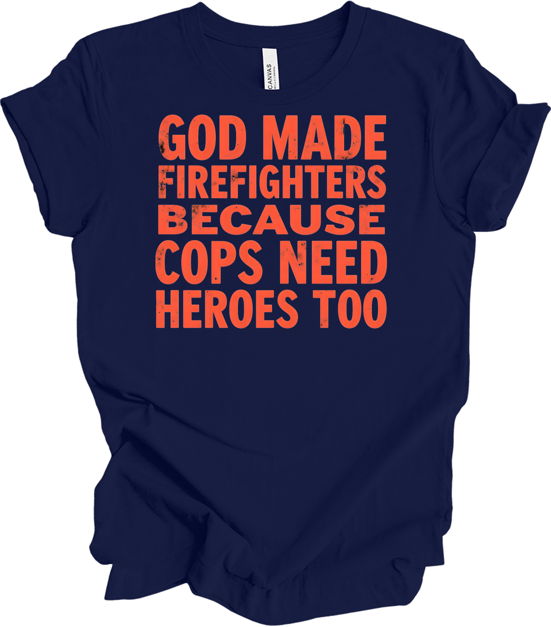 Firefighters Cops Heroes T-Shirt in Navy