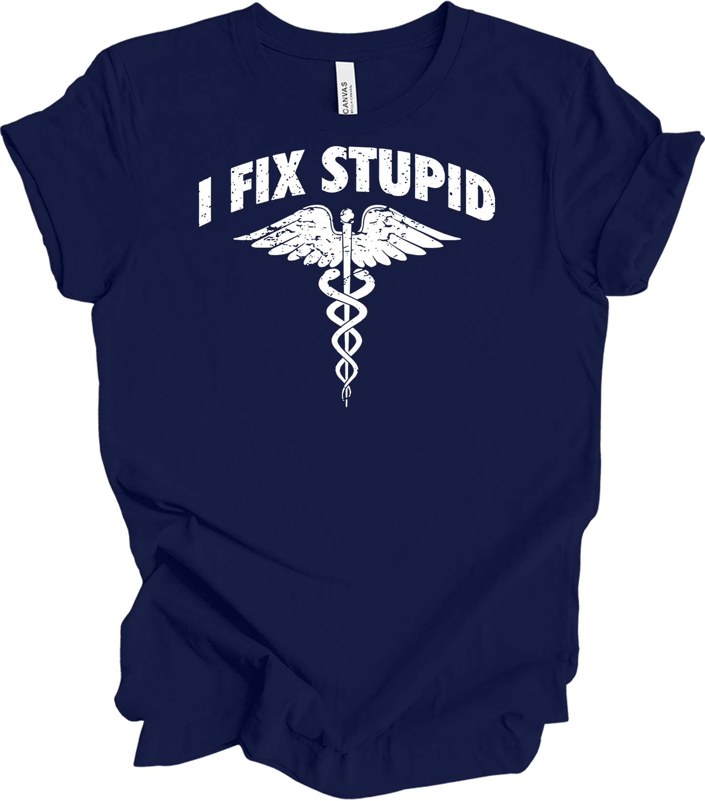 Paramedic 'I Fix Stupid' T-Shirt in Navy