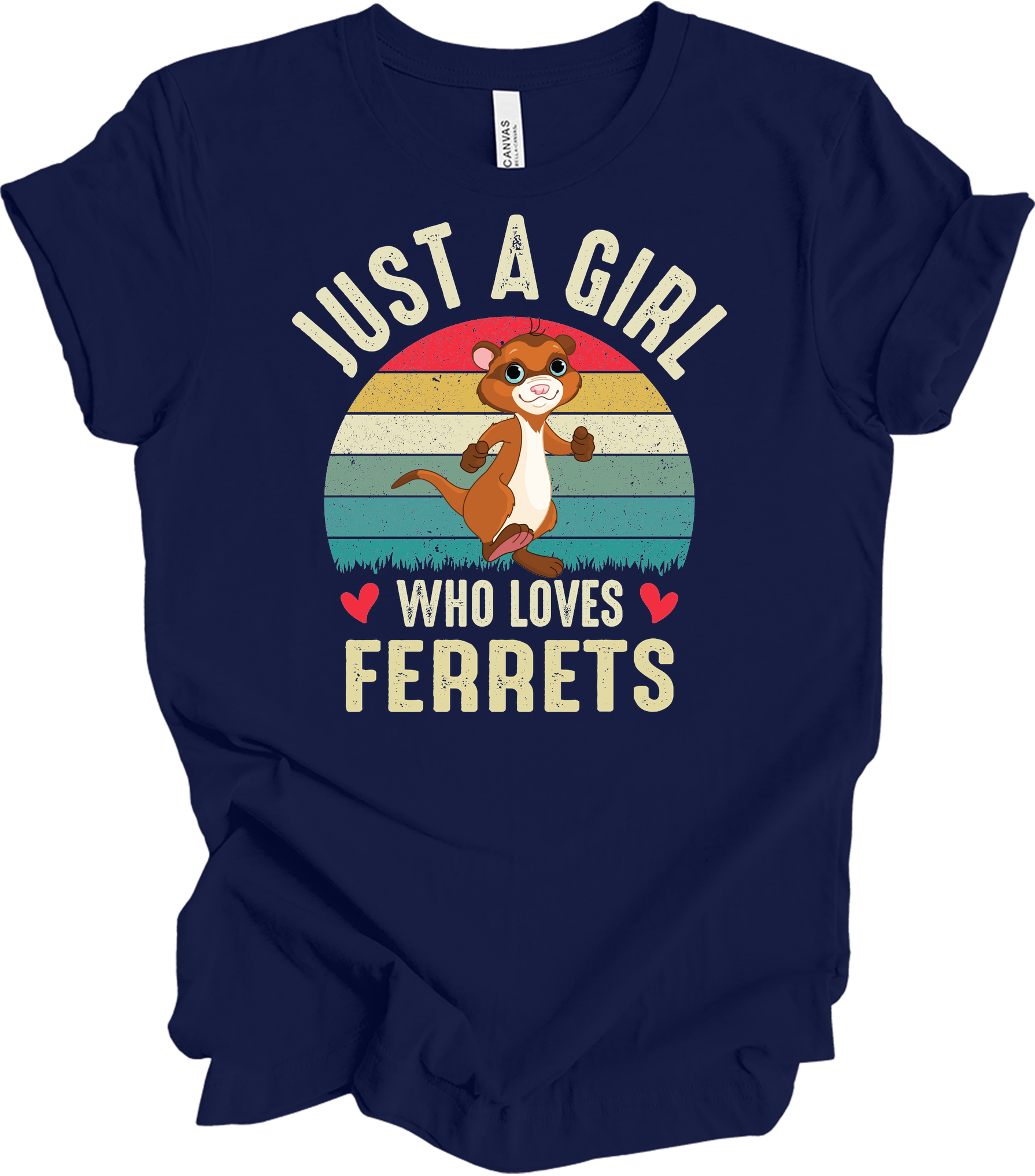 Just A Girl Who Loves Ferrets T-Shirt in Navy