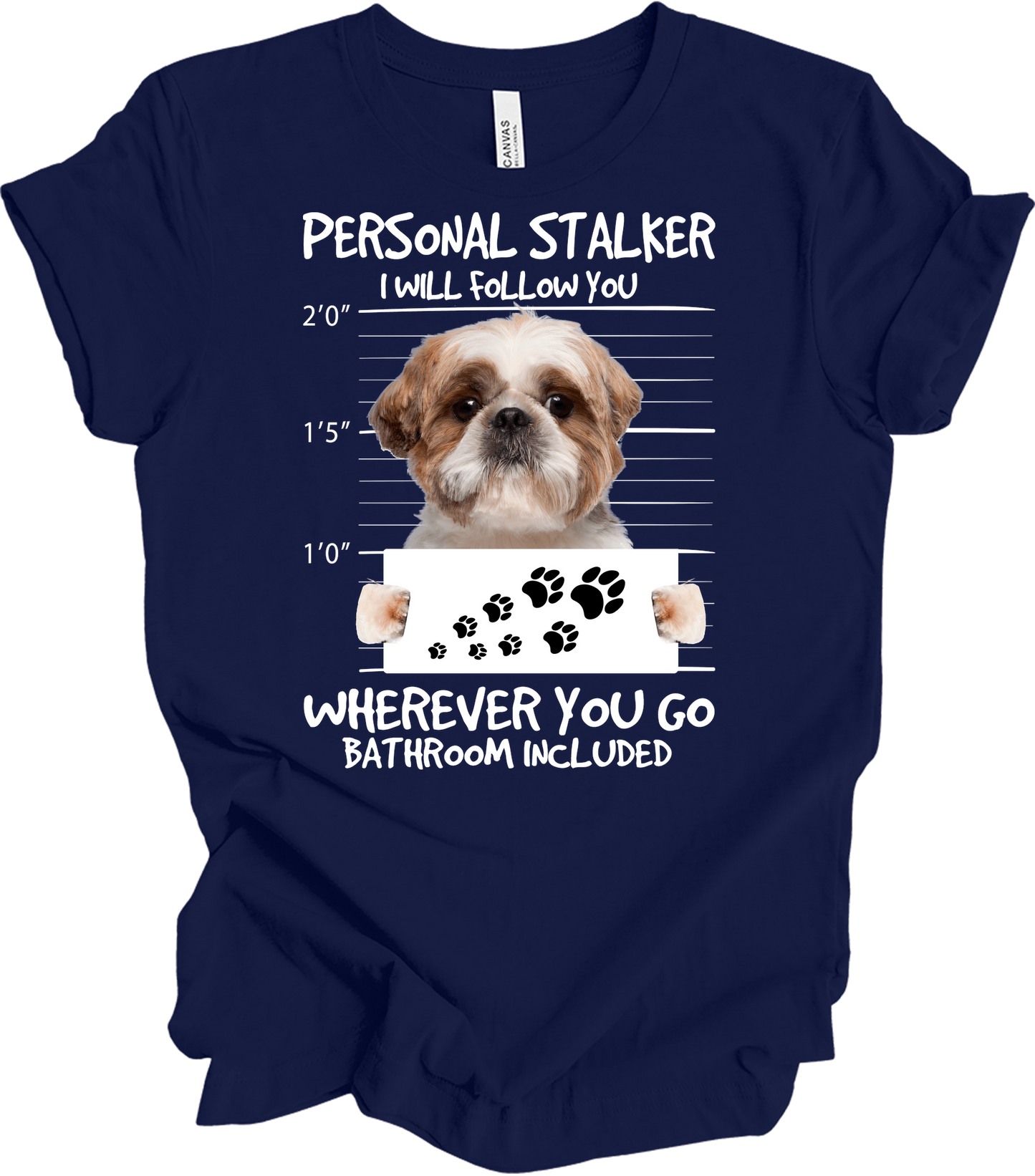Shih Tzu Personal Stalker T-Shirt in Navy