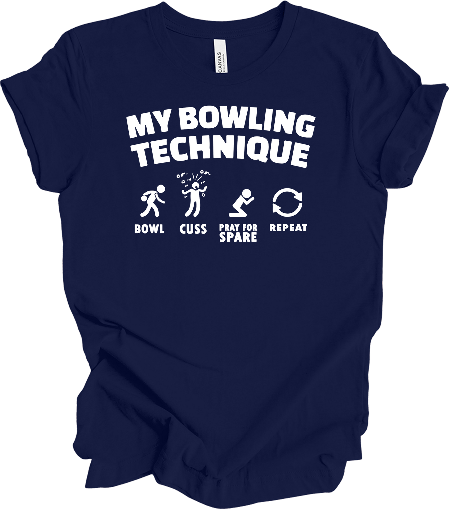 My Bowling Technique - Funny Bowler T-Shirt in Navy